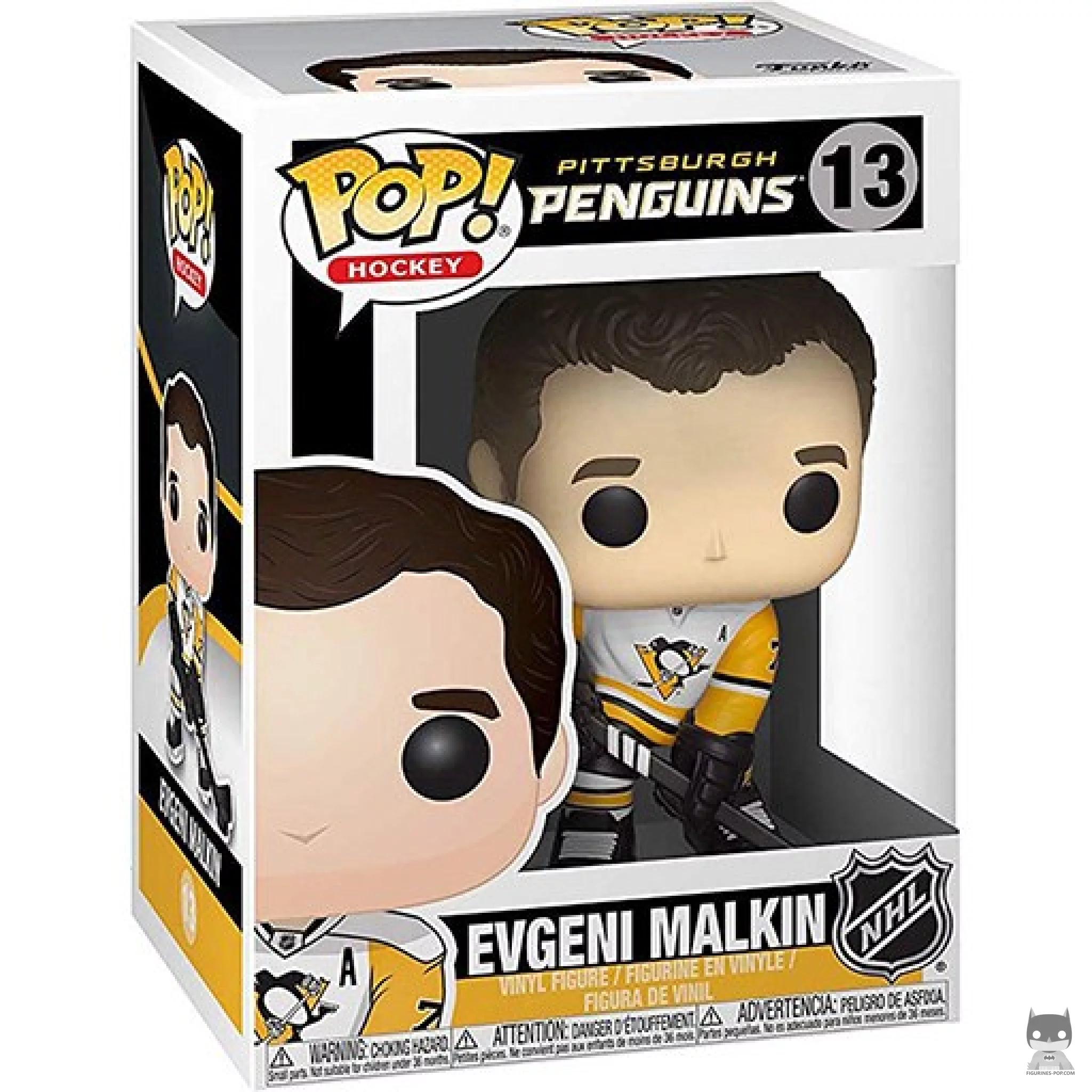 Figura Funko Pop! Evgeni Malkin (Camiseta visitante) en su caja