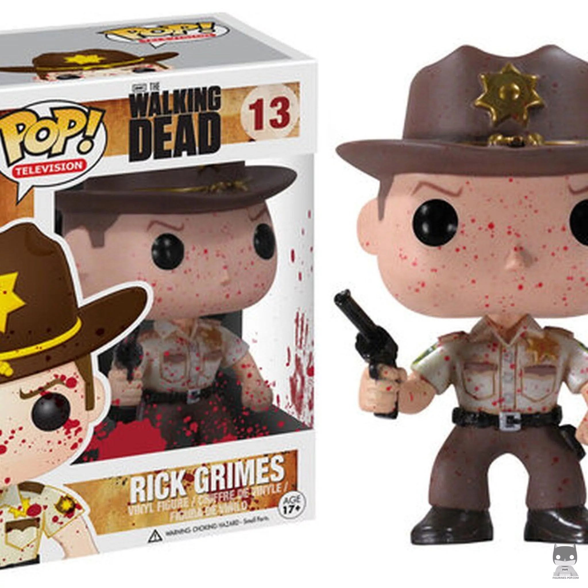 Figura Funko Pop! Rick Grimes policía (Ensangrentado) en su caja