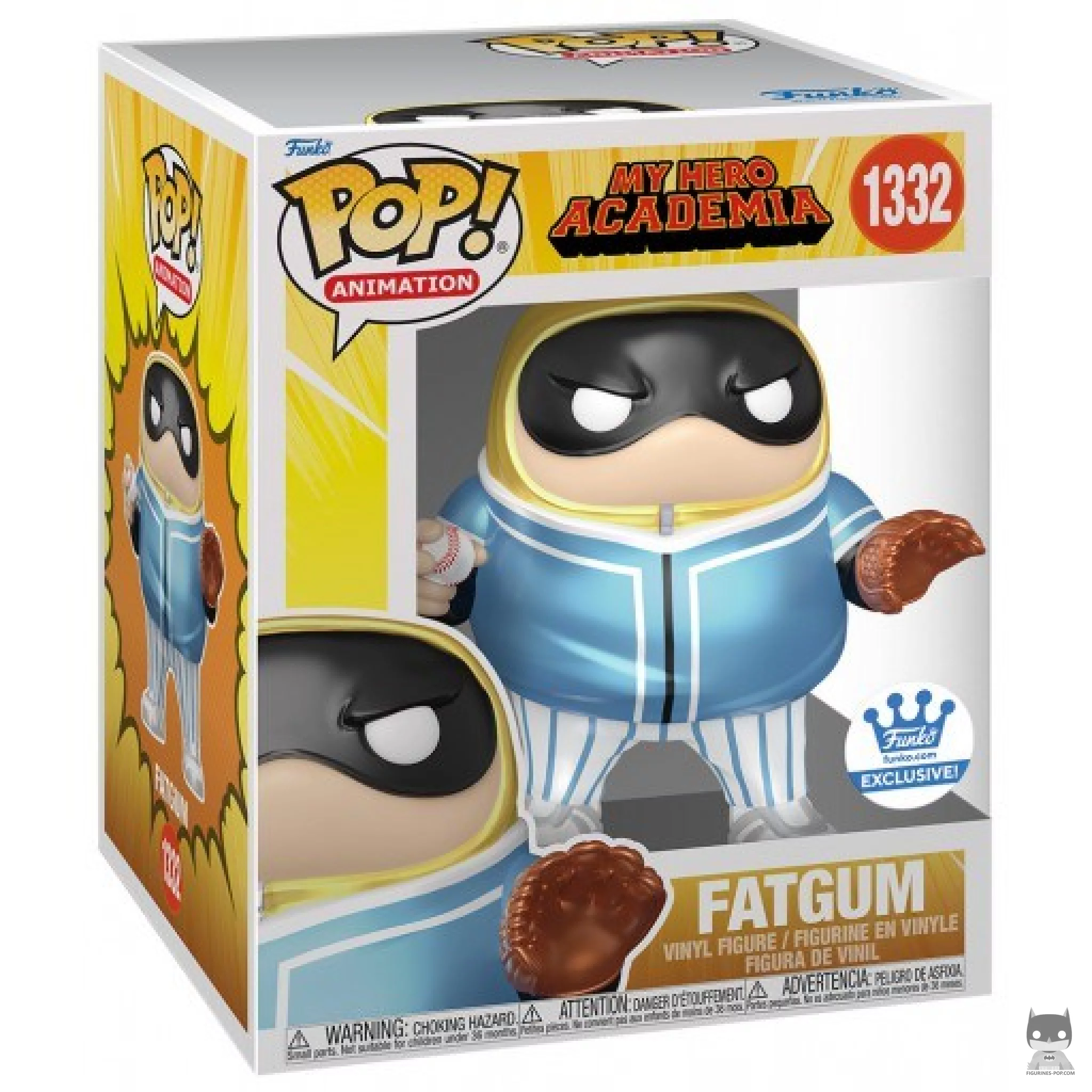 Figura Funko Pop! Fat Gum (Liga de Béisbol de Héroes) (Supersized & Metalizado) en su caja