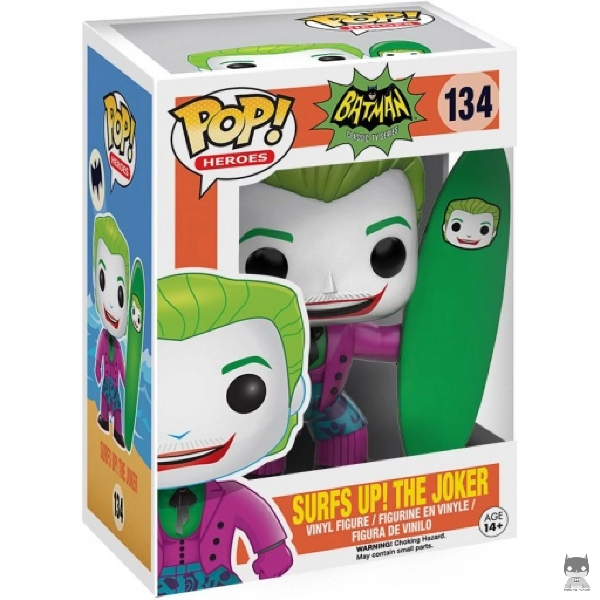 Figura Funko Pop! Joker con tabla de surf en su caja