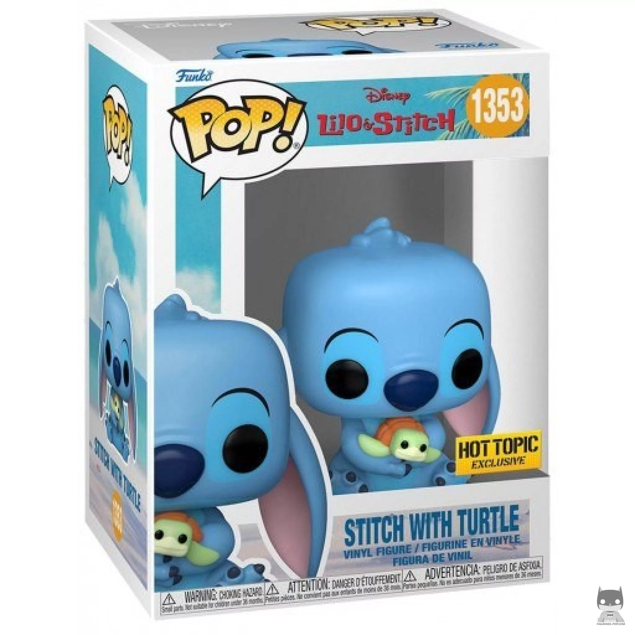 Figura Funko Pop! Stitch con tortuga en su caja