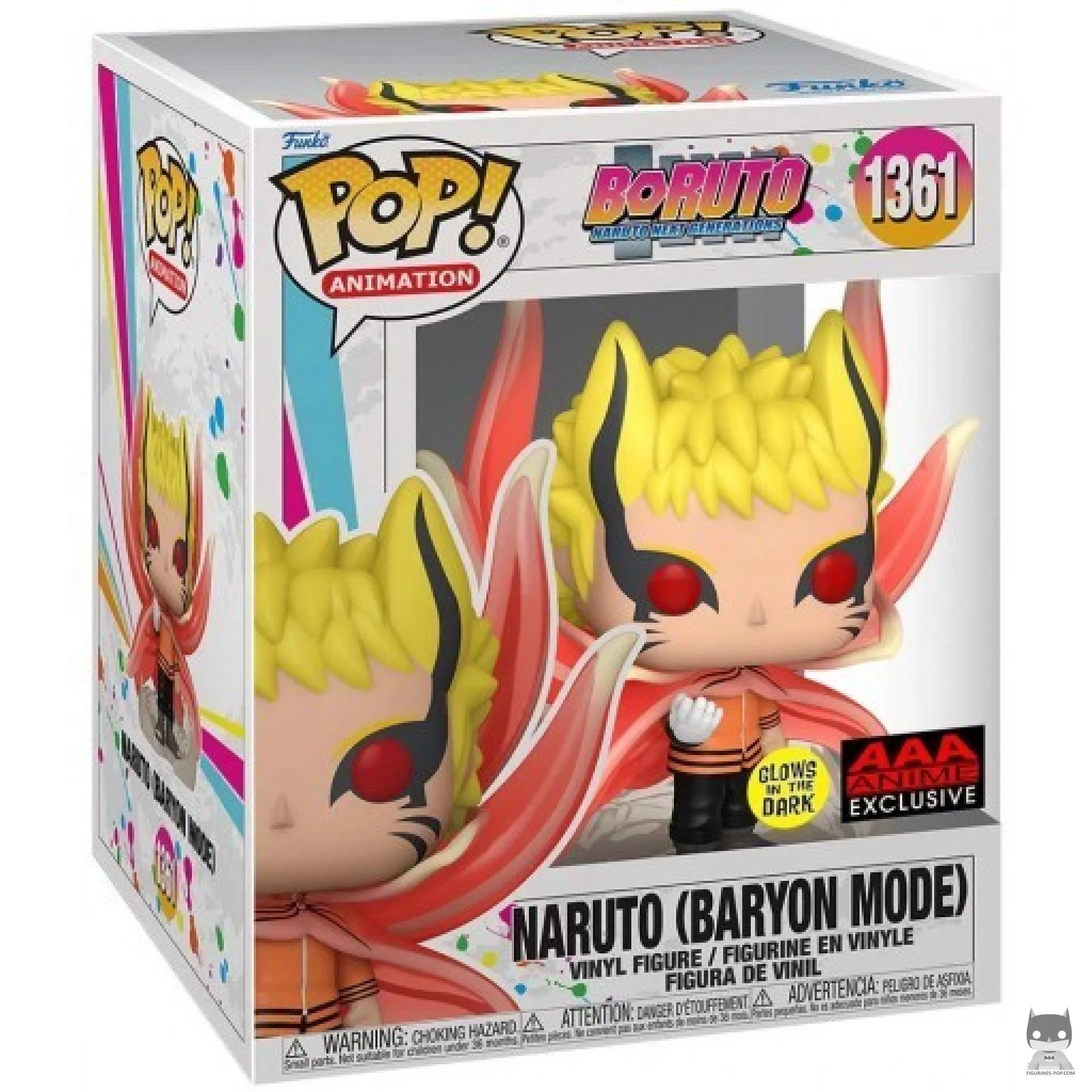 Figura Funko Pop! Naruto (Modo Barión) (Supersized & Brilla en la oscuridad) en su caja