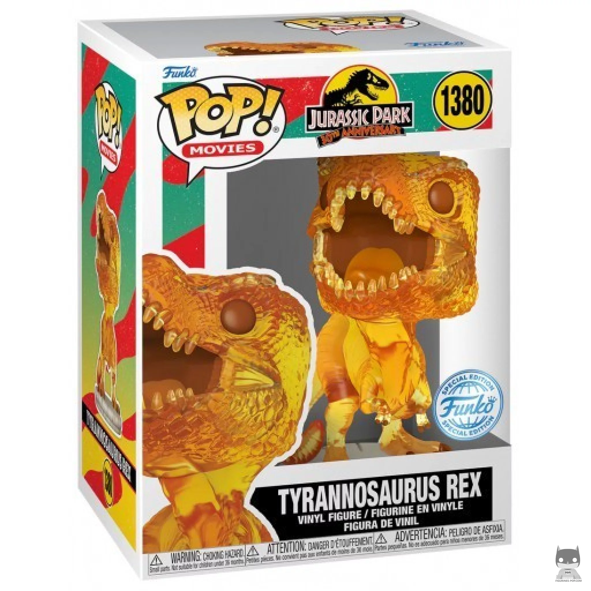 Figura Funko Pop! Tiranosaurio rex (Ámbar) en su caja