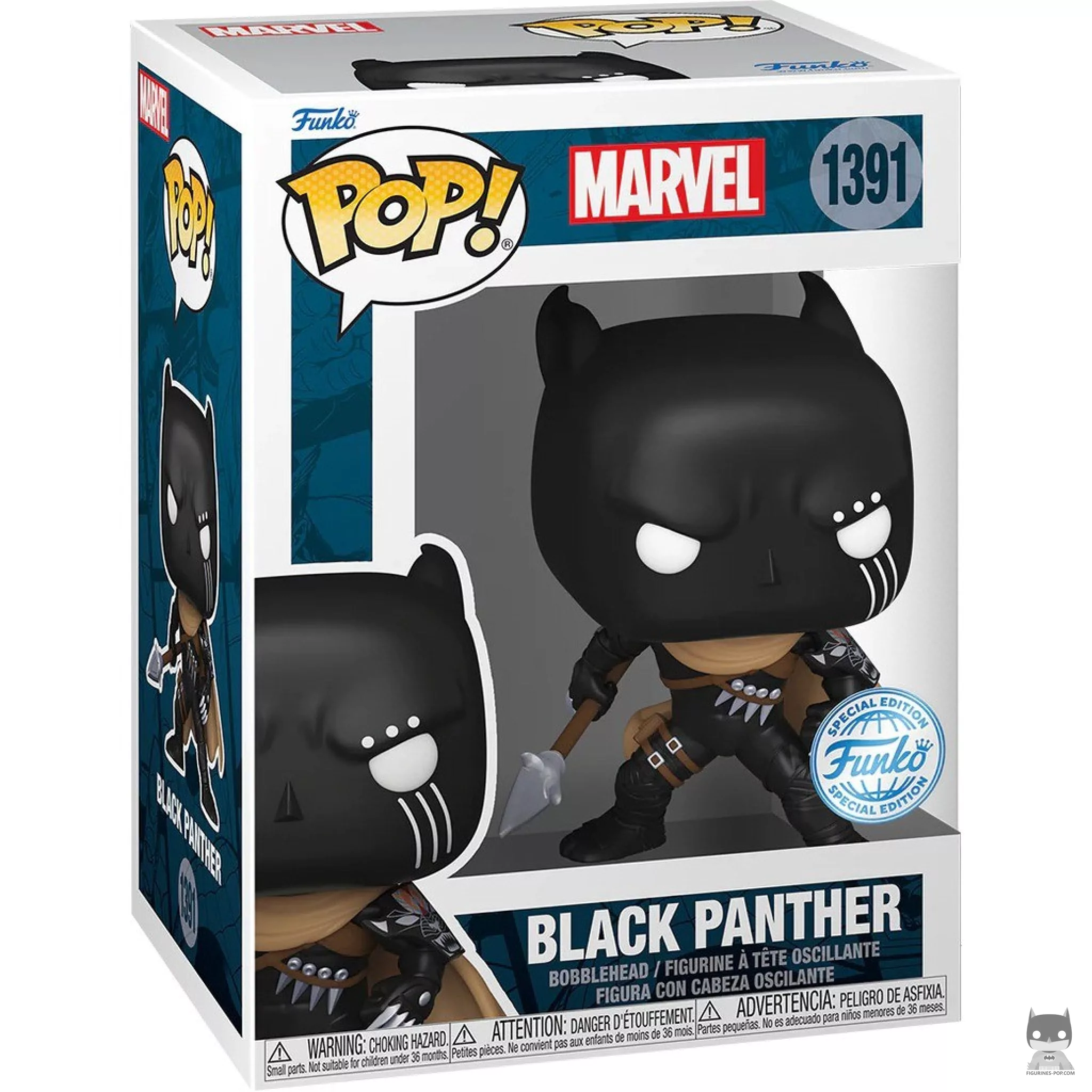 Figura Funko Pop! Black Panther con lanza en su caja