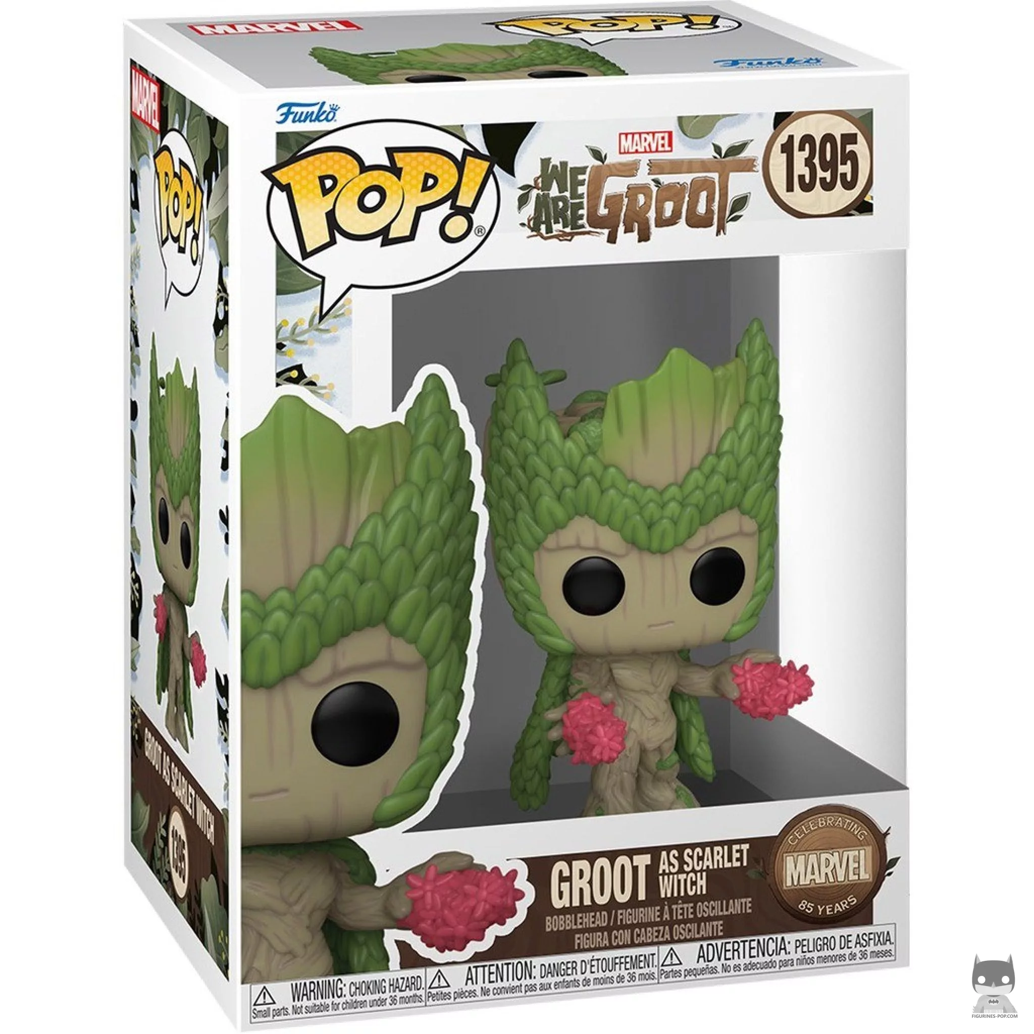 Figura Funko Pop! Groot como Bruja Escarlata en su caja