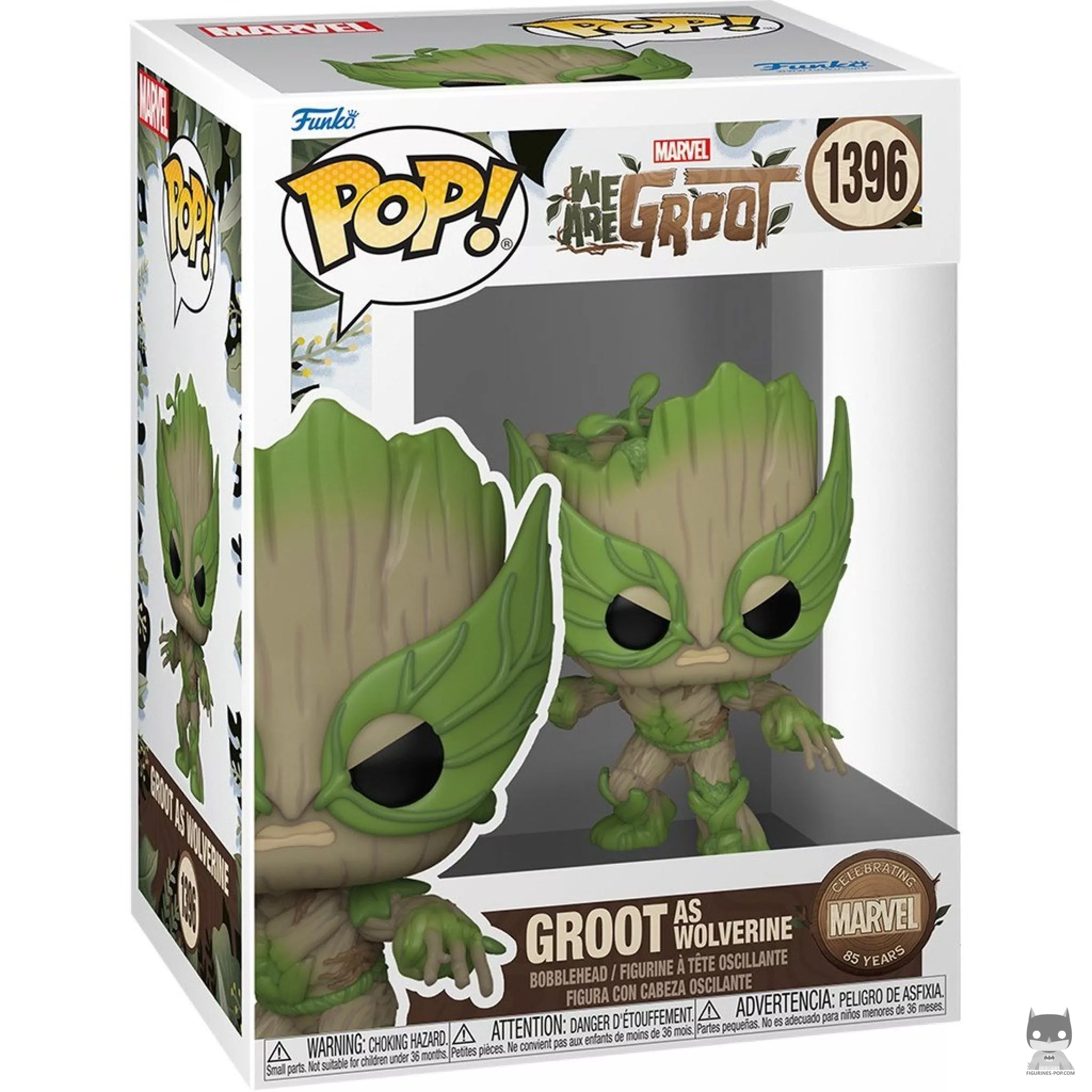 Figura Funko Pop! Groot como Lobezno en su caja