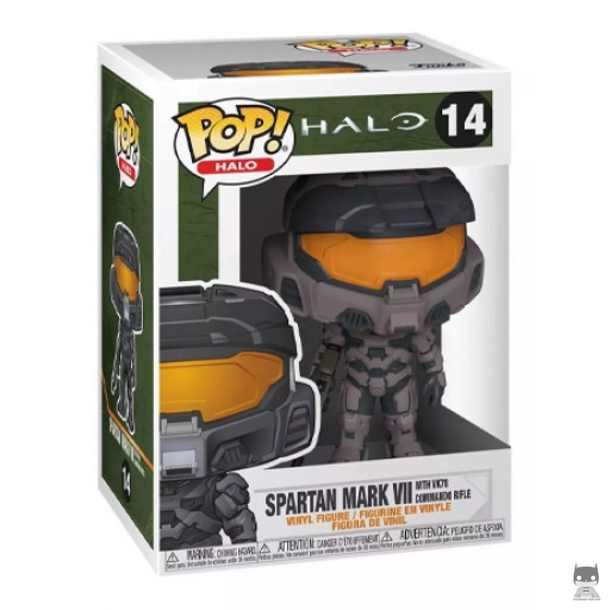 Figura Funko Pop! Spartan Mark VII con fusil Commando VK78 (Gris) en su caja