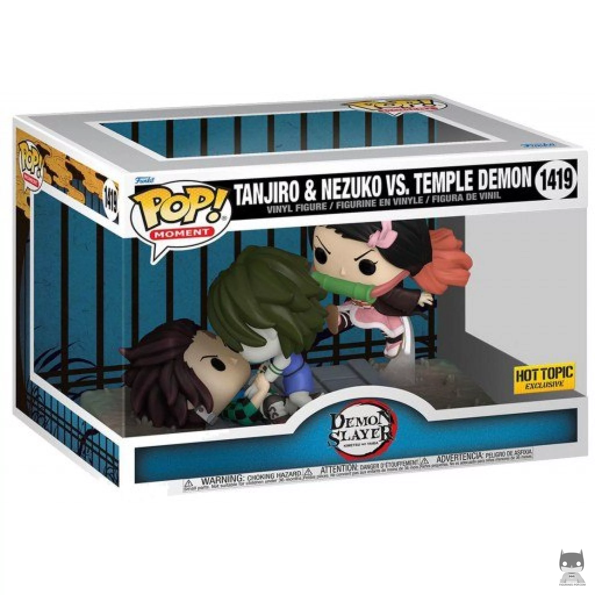 Figura Funko Pop! Tanjiro & Nezuko vs. el Demonio del Templo en su caja