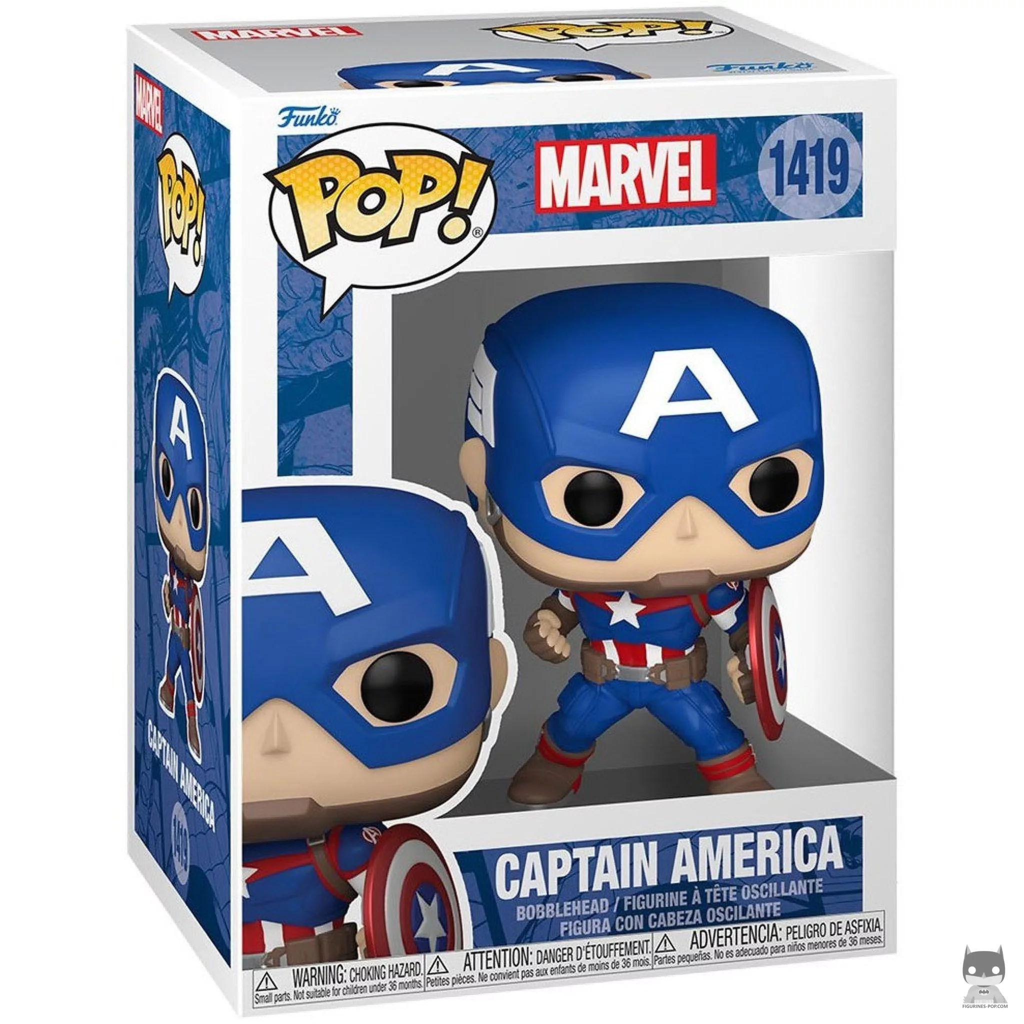 Figura Funko Pop! Capitán América (Marvel New Classics) en su caja