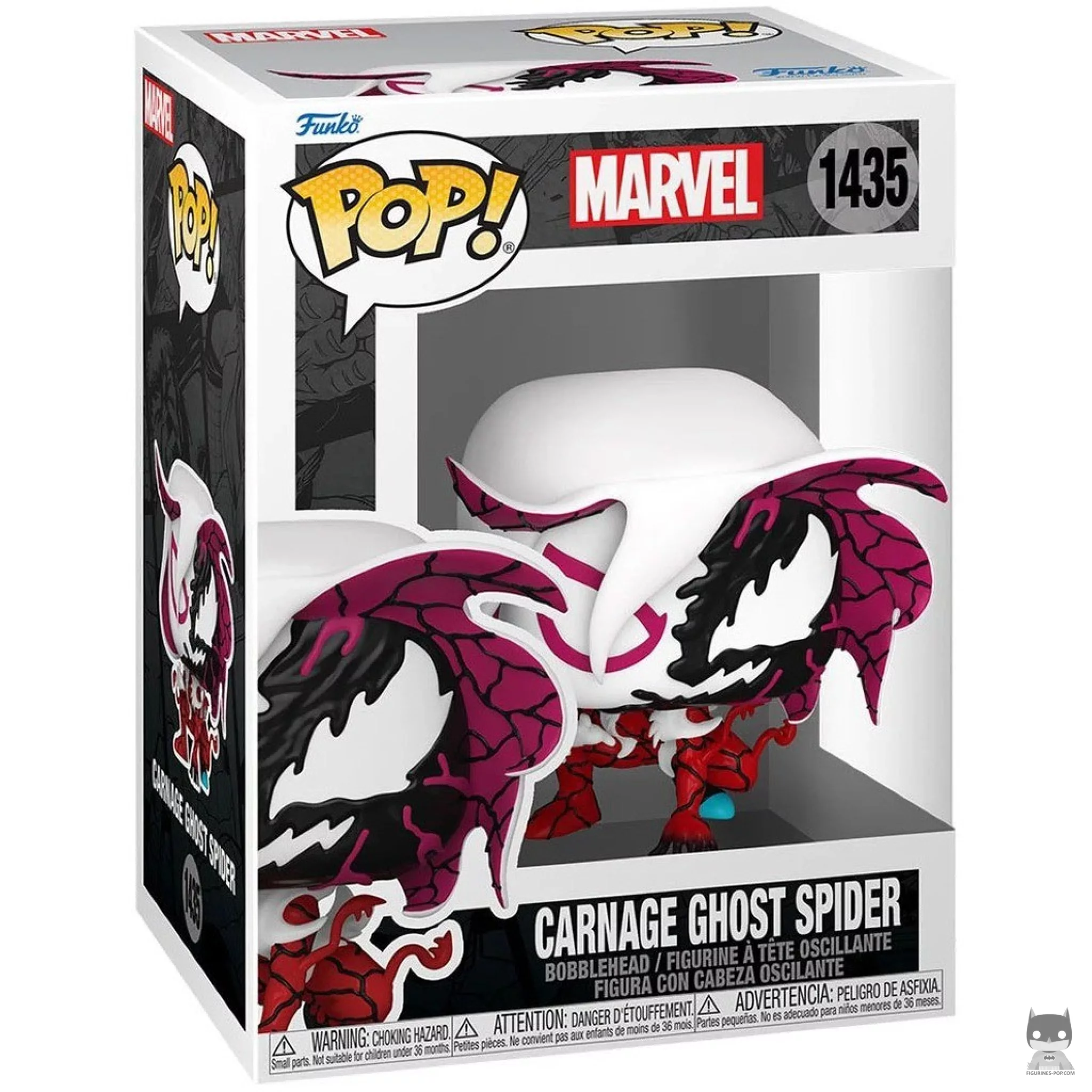 Figura Funko Pop! Ghost Spider Carnage en su caja