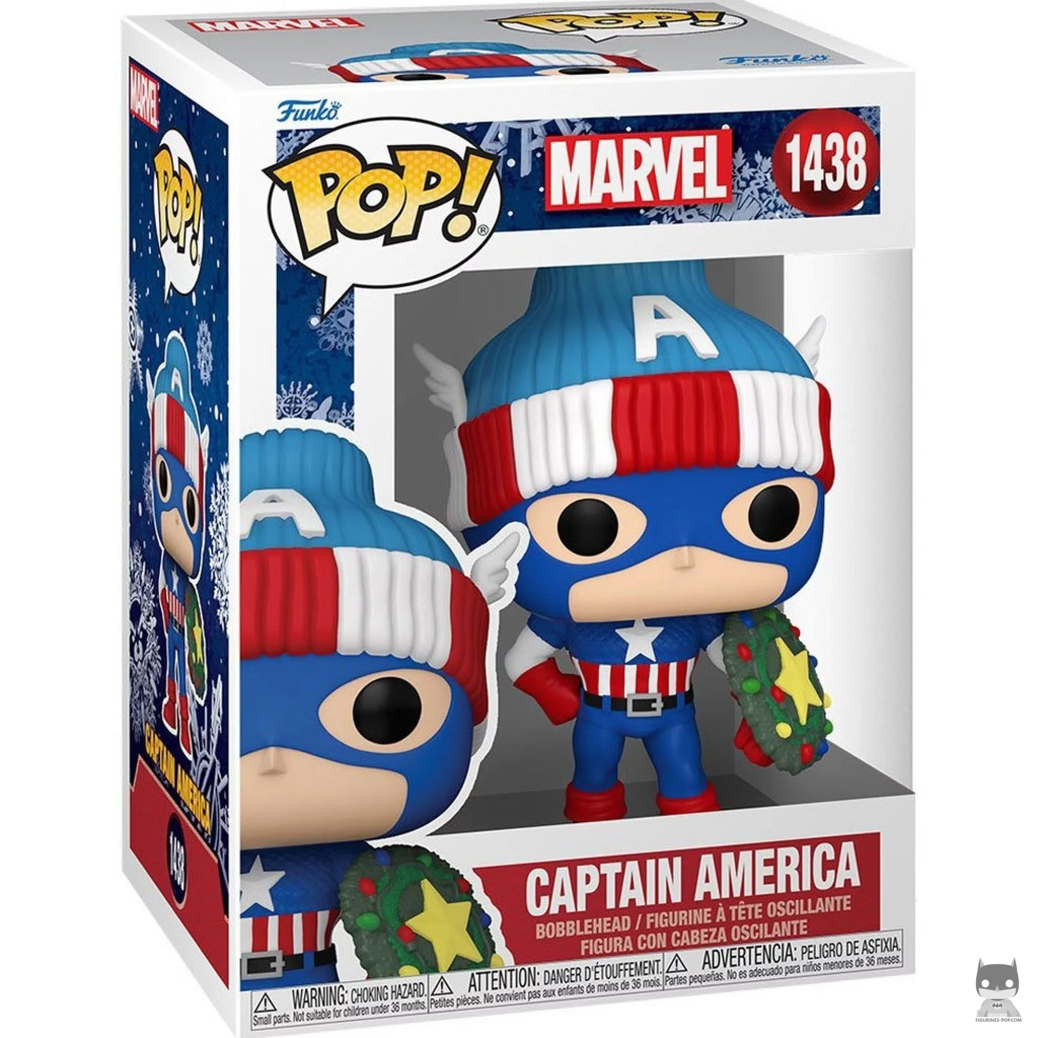 Figura Funko Pop! Capitán América (Navidad) en su caja