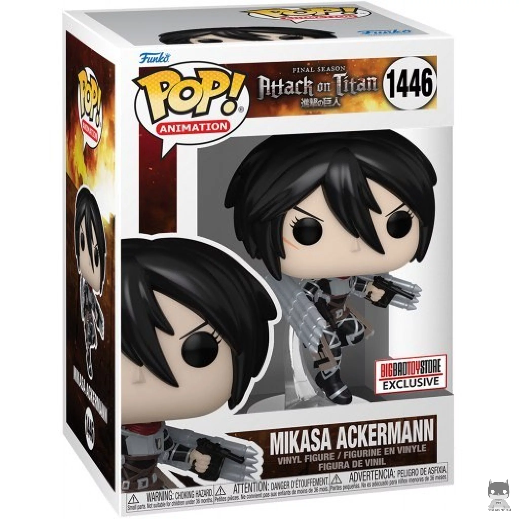 Figura Funko Pop! Mikasa Ackerman (Metalizado) en su caja