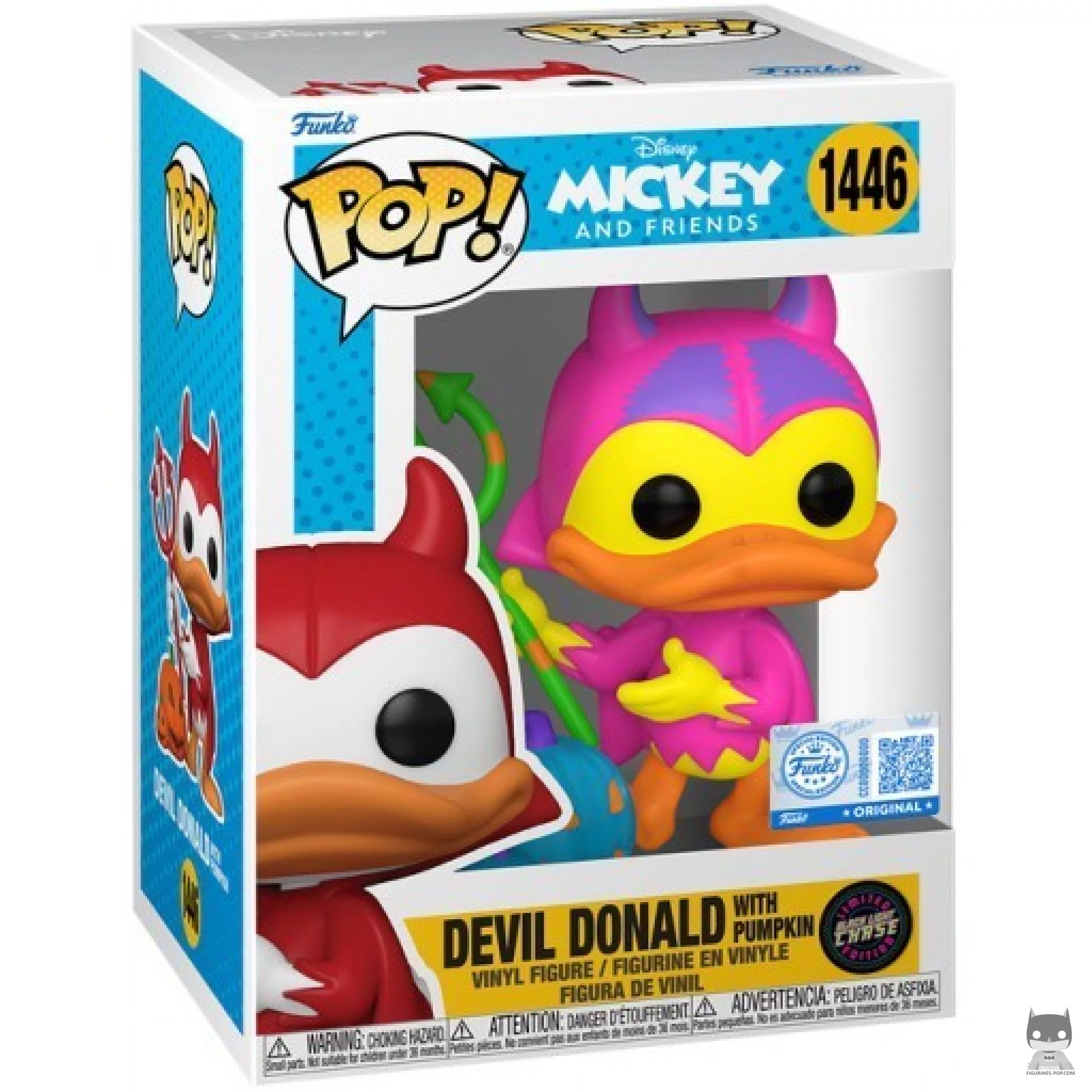 Figura Funko Pop! Donald diablo con calabaza (Chase & Luz negra) en su caja