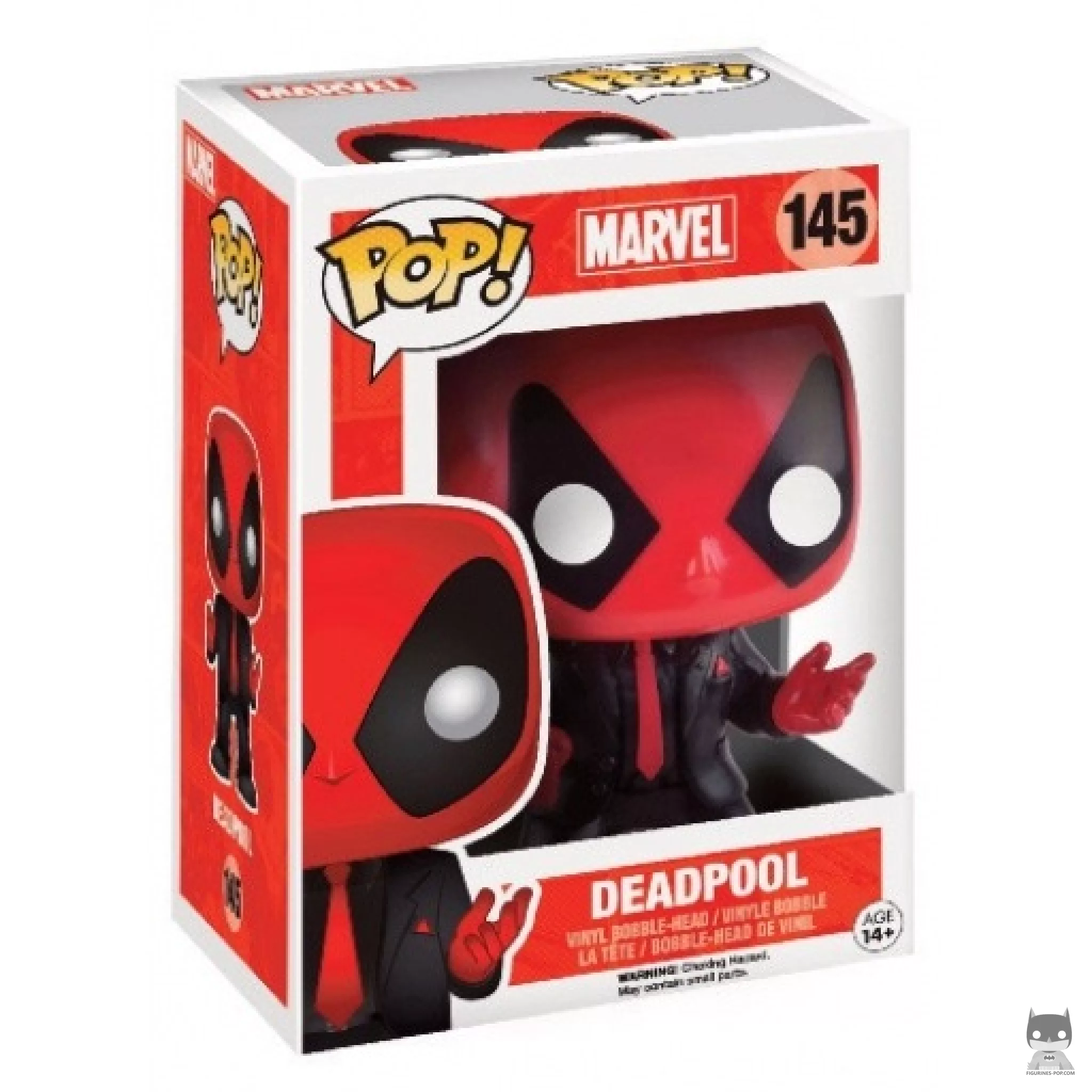 Figura Funko Pop! Deadpool con traje y corbata en su caja