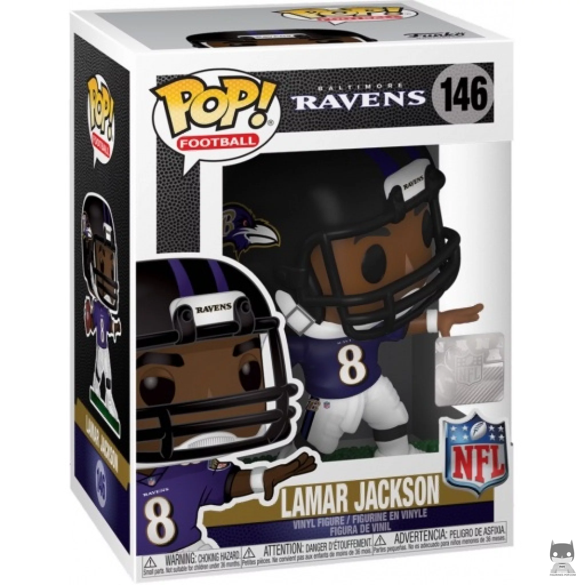 Figura Funko Pop! Lamar Jackson en su caja