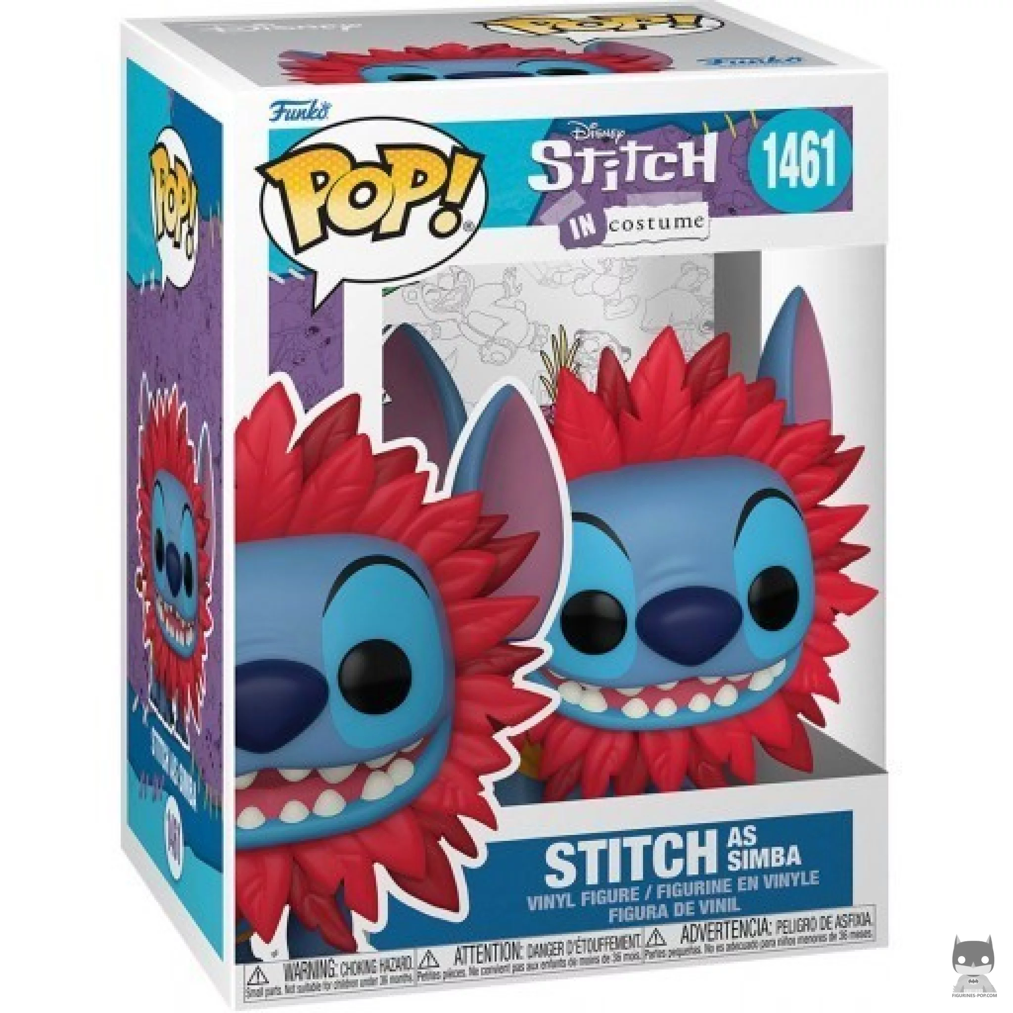 Figura Funko Pop! Stitch como Simba en su caja