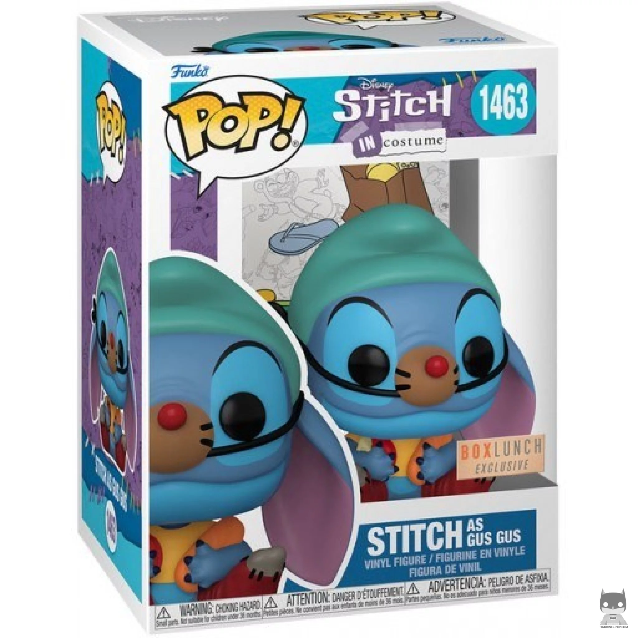 Figura Funko Pop! Stitch como Gus en su caja