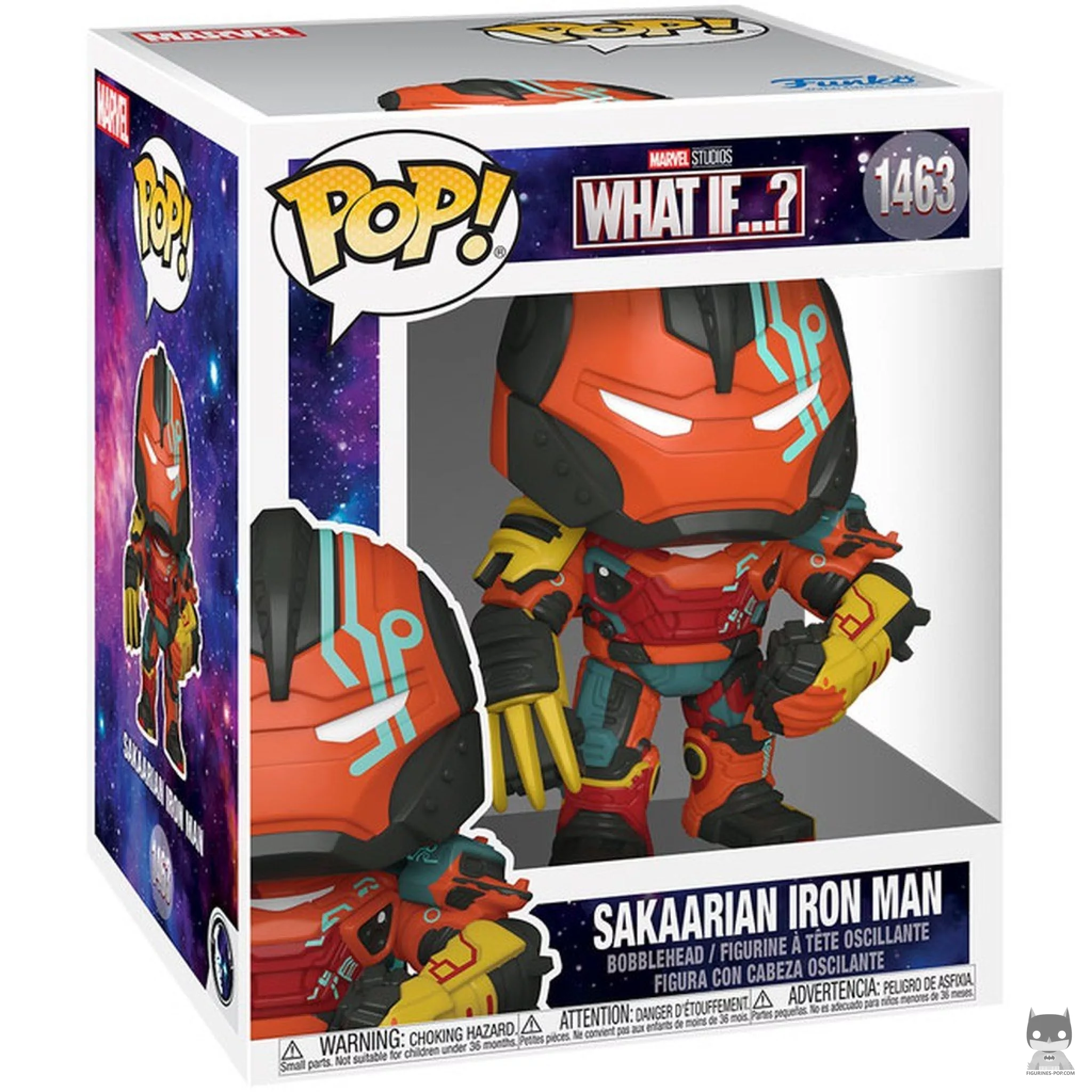 Figura Funko Pop! Iron Man sakaariano (Supersized) en su caja