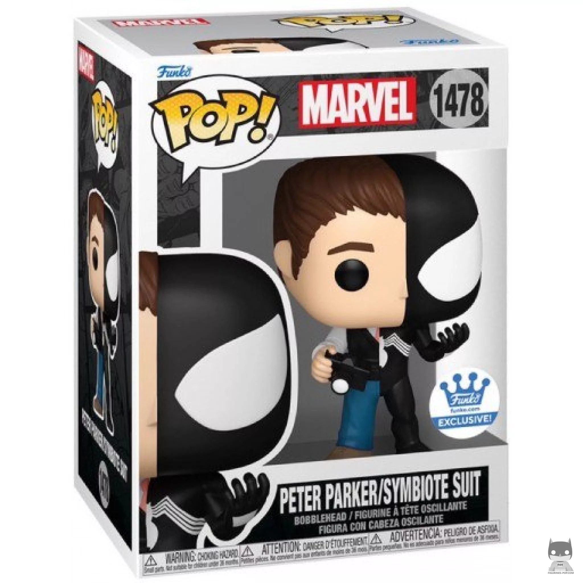Figura Funko Pop! Peter Parker / Traje simbionte en su caja
