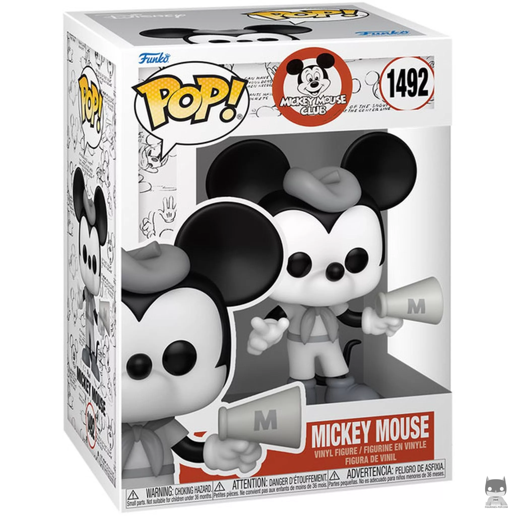 Figura Funko Pop! Club de Mickey Mouse (Blanco y negro) en su caja