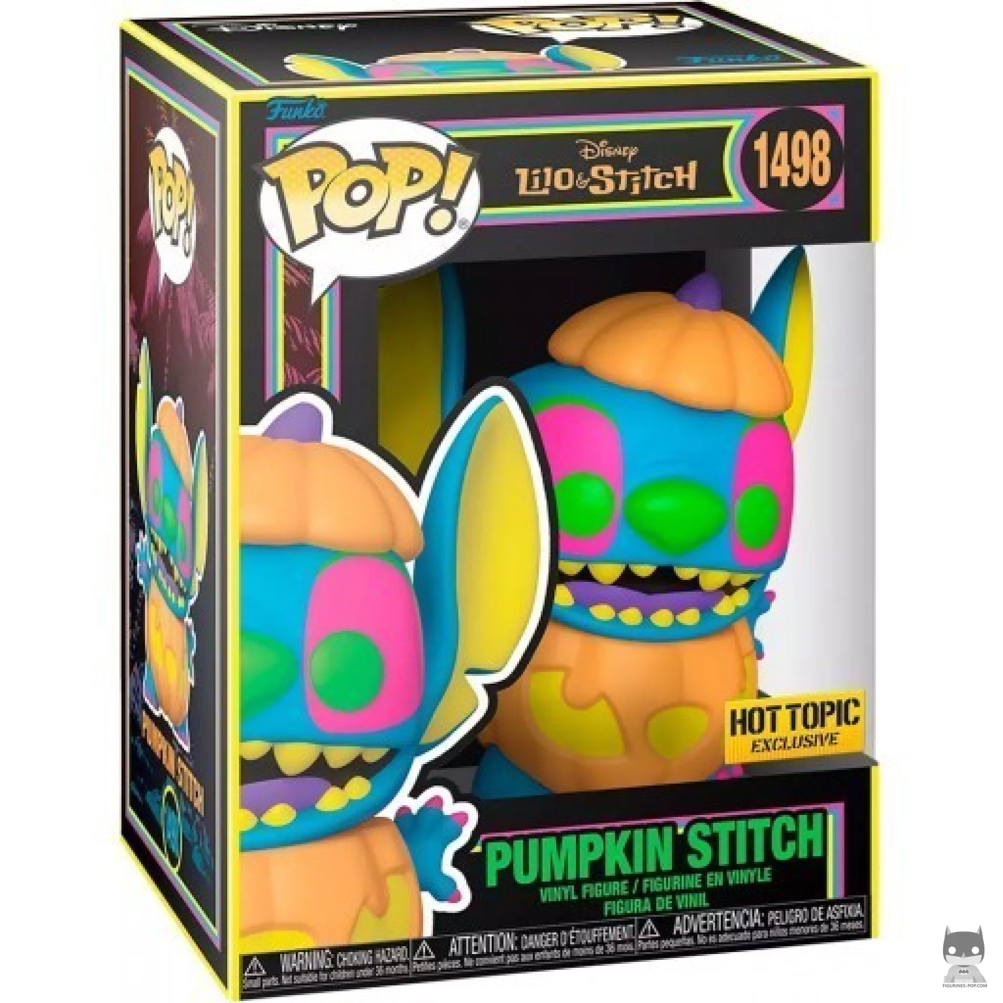 Figura Funko Pop! Stitch calabaza (Luz negra) en su caja