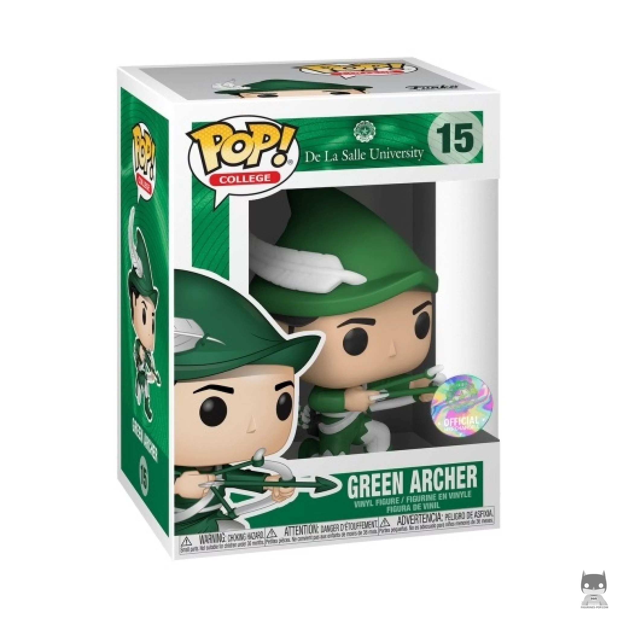 Figura Funko Pop! Green Archer (De La Salle University) en su caja