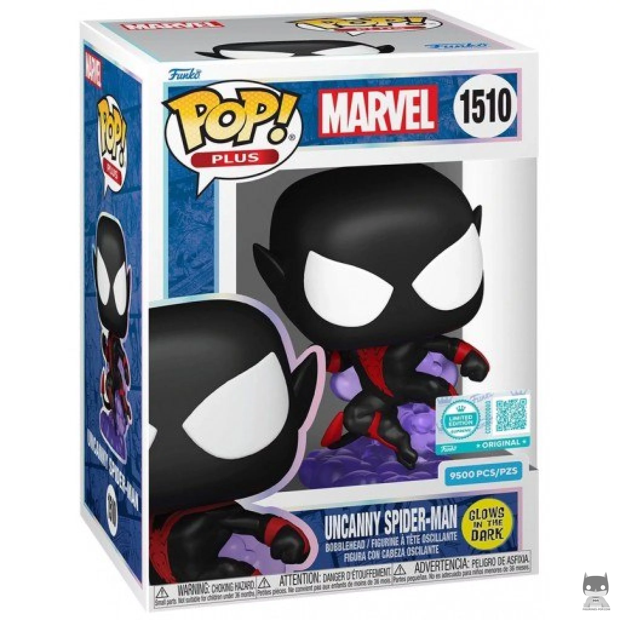 Figura Funko Pop! Uncanny Spider-Man (Brilla en la oscuridad) en su caja