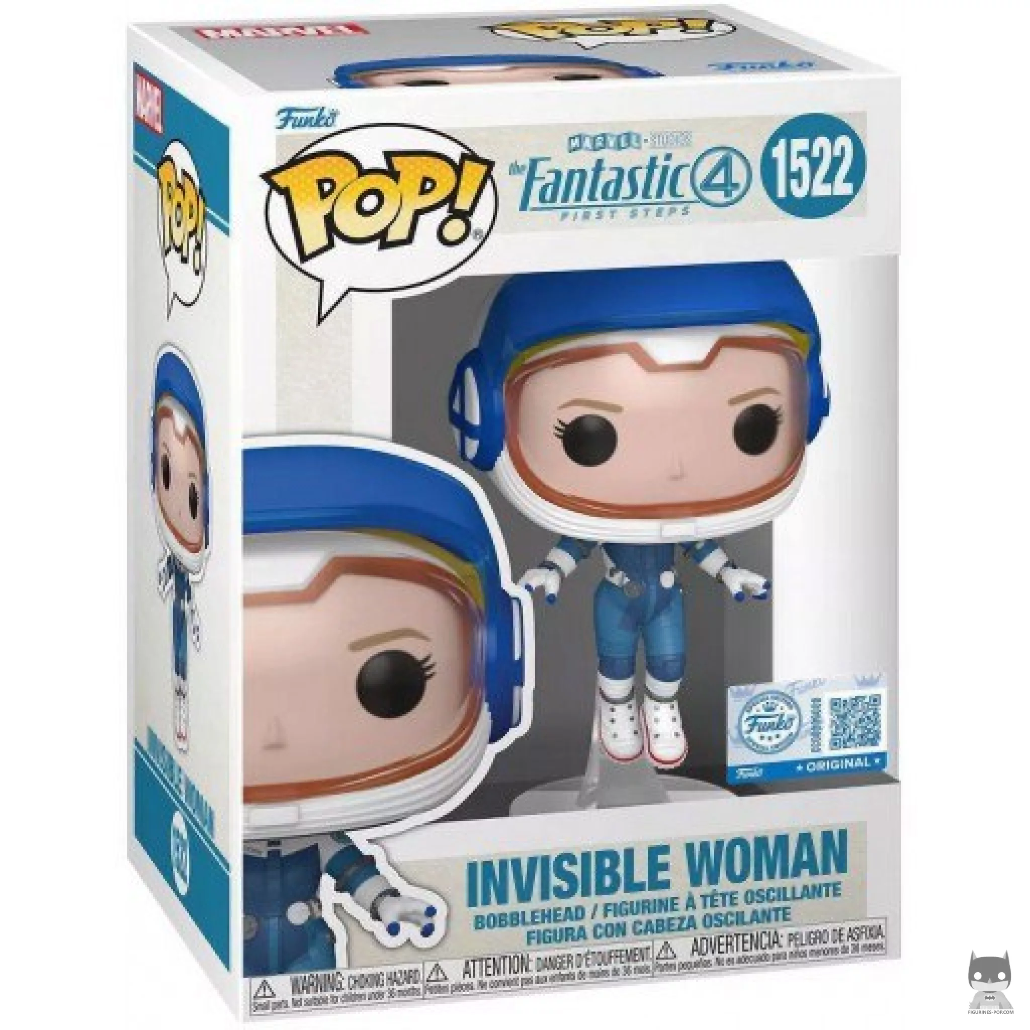 Figura Funko Pop! Mujer Invisible (Traje de astronauta) en su caja