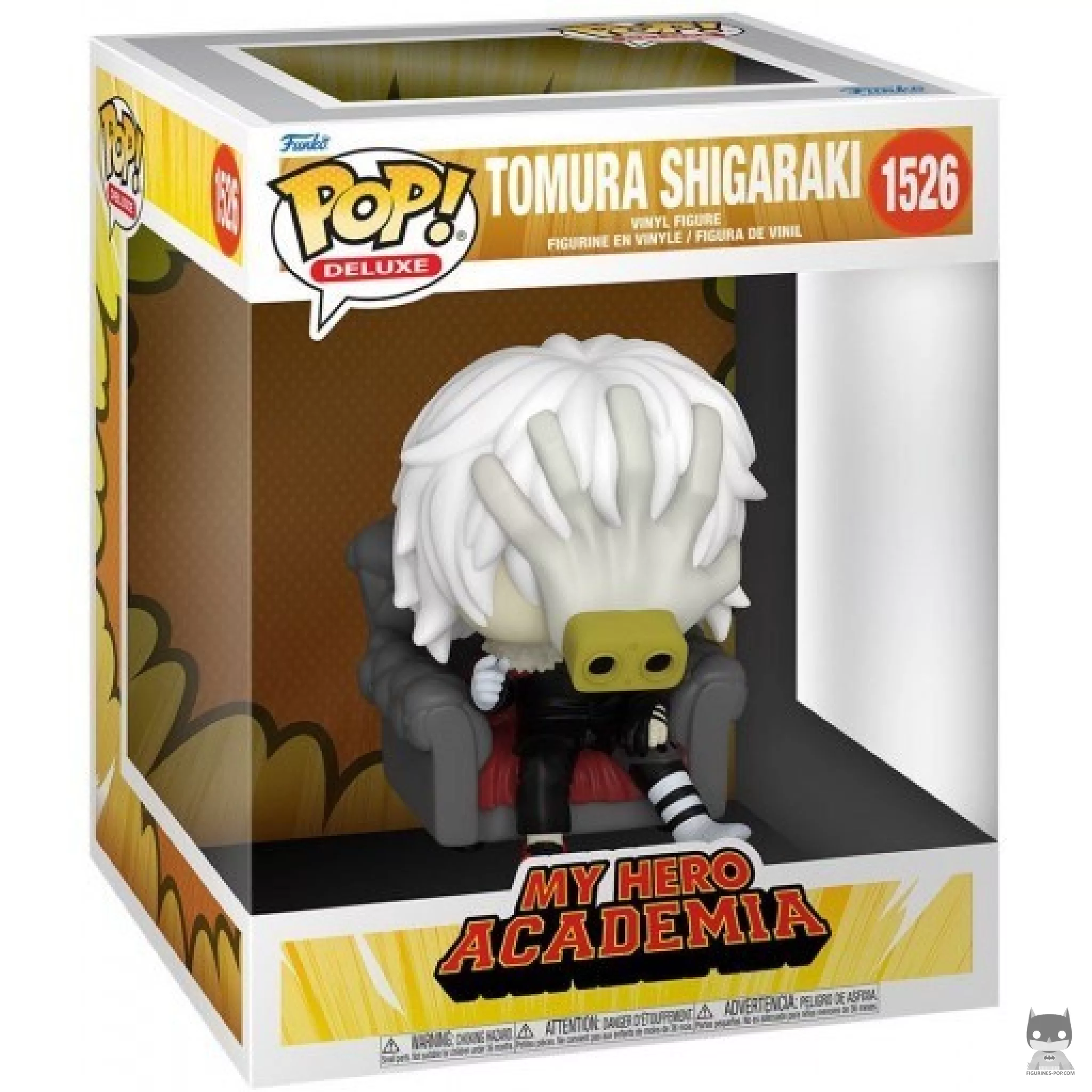 Figura Funko Pop! Tomura Shigaraki en la silla en su caja