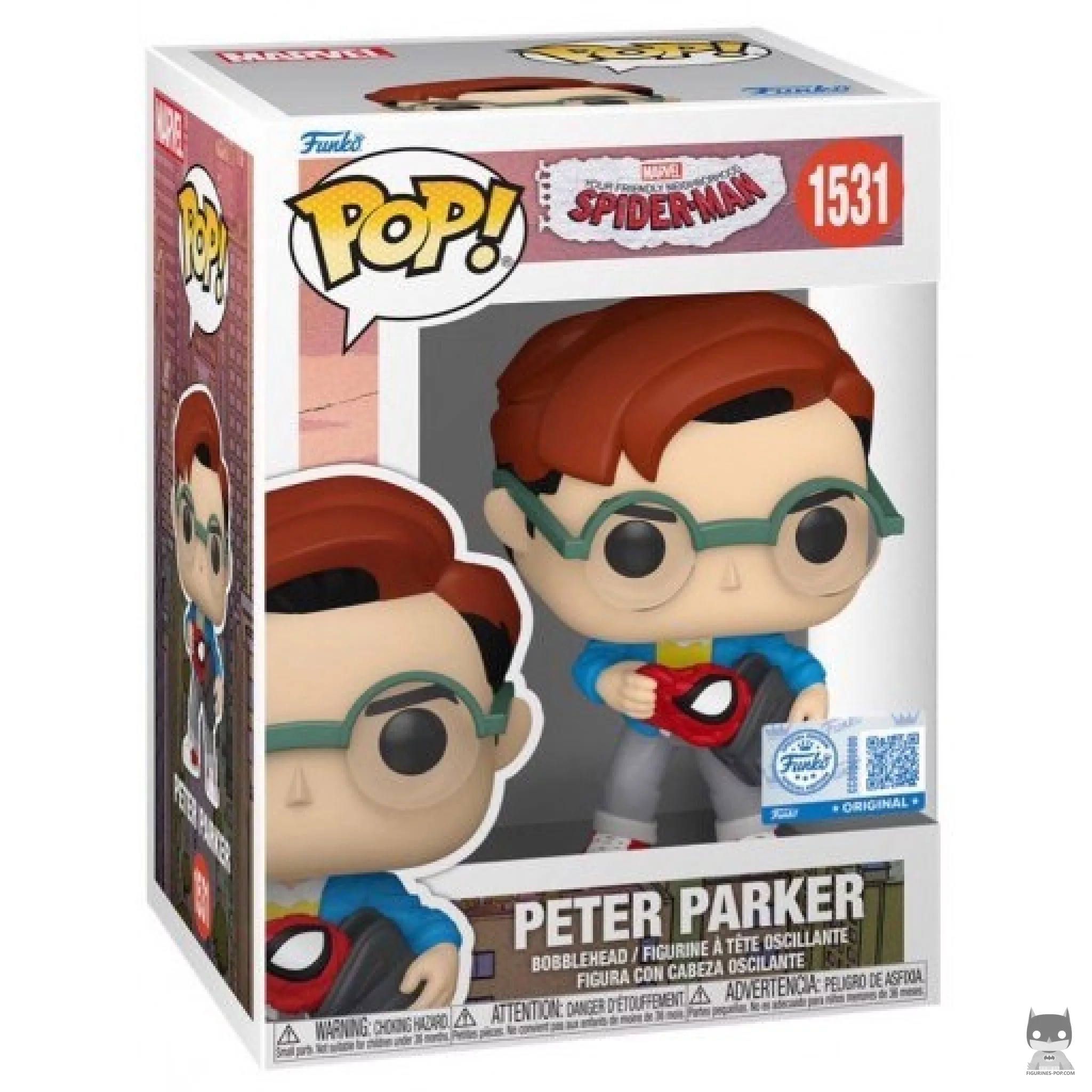 Figura Funko Pop! Peter Parker en su caja