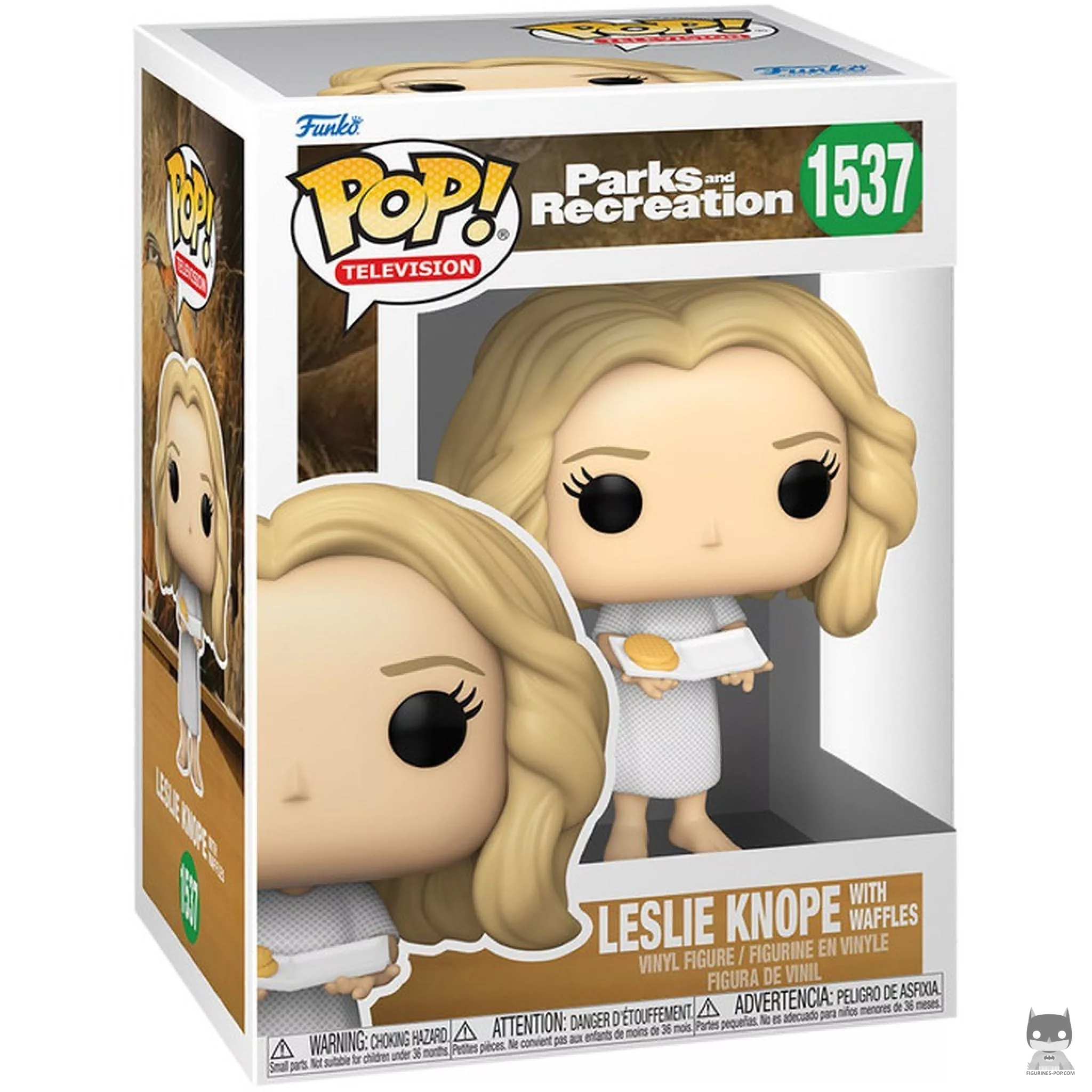 Figura Funko Pop! Leslie Knope con gofres en su caja