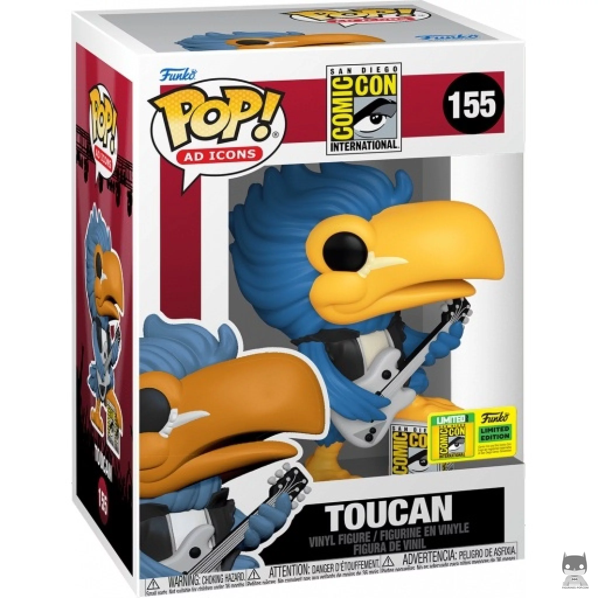 Figura Funko Pop! Tucán rockero (SDCC Summer Convention 2022) en su caja