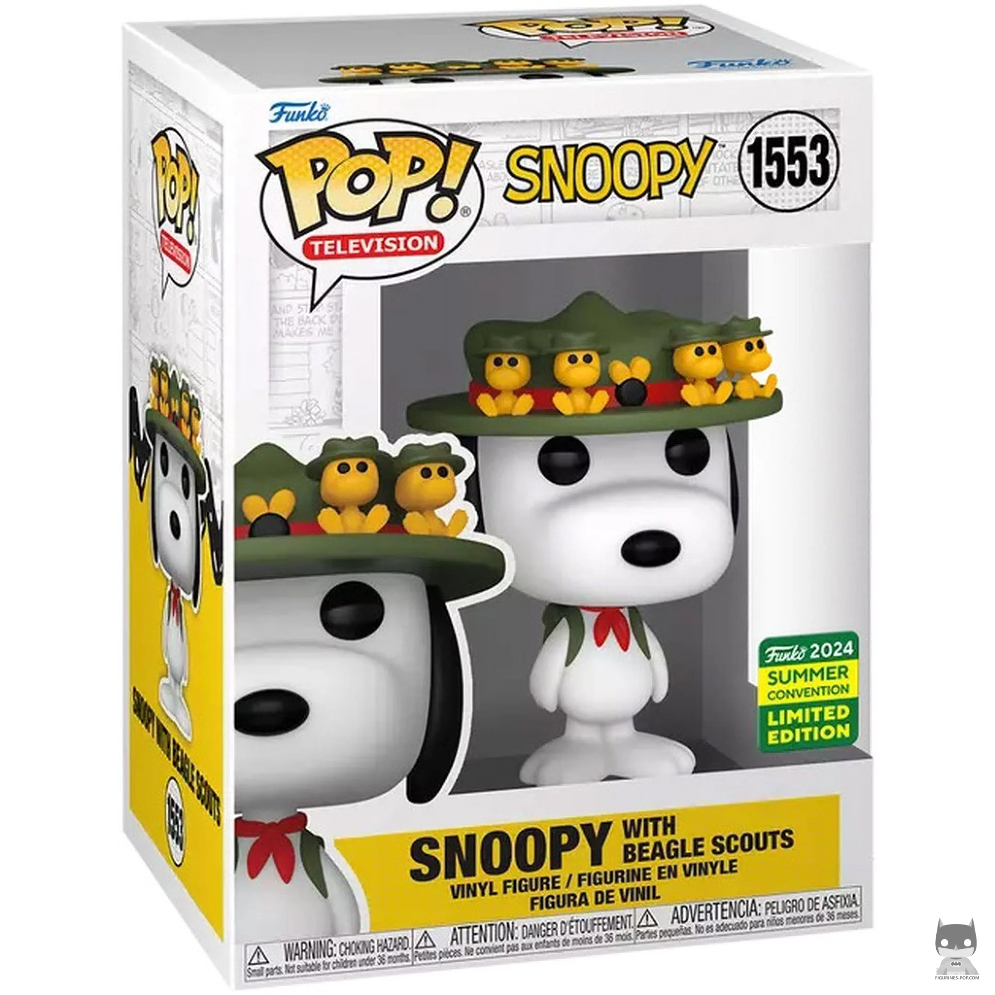 Figura Funko Pop! Snoopy con Beagle Scouts en su caja