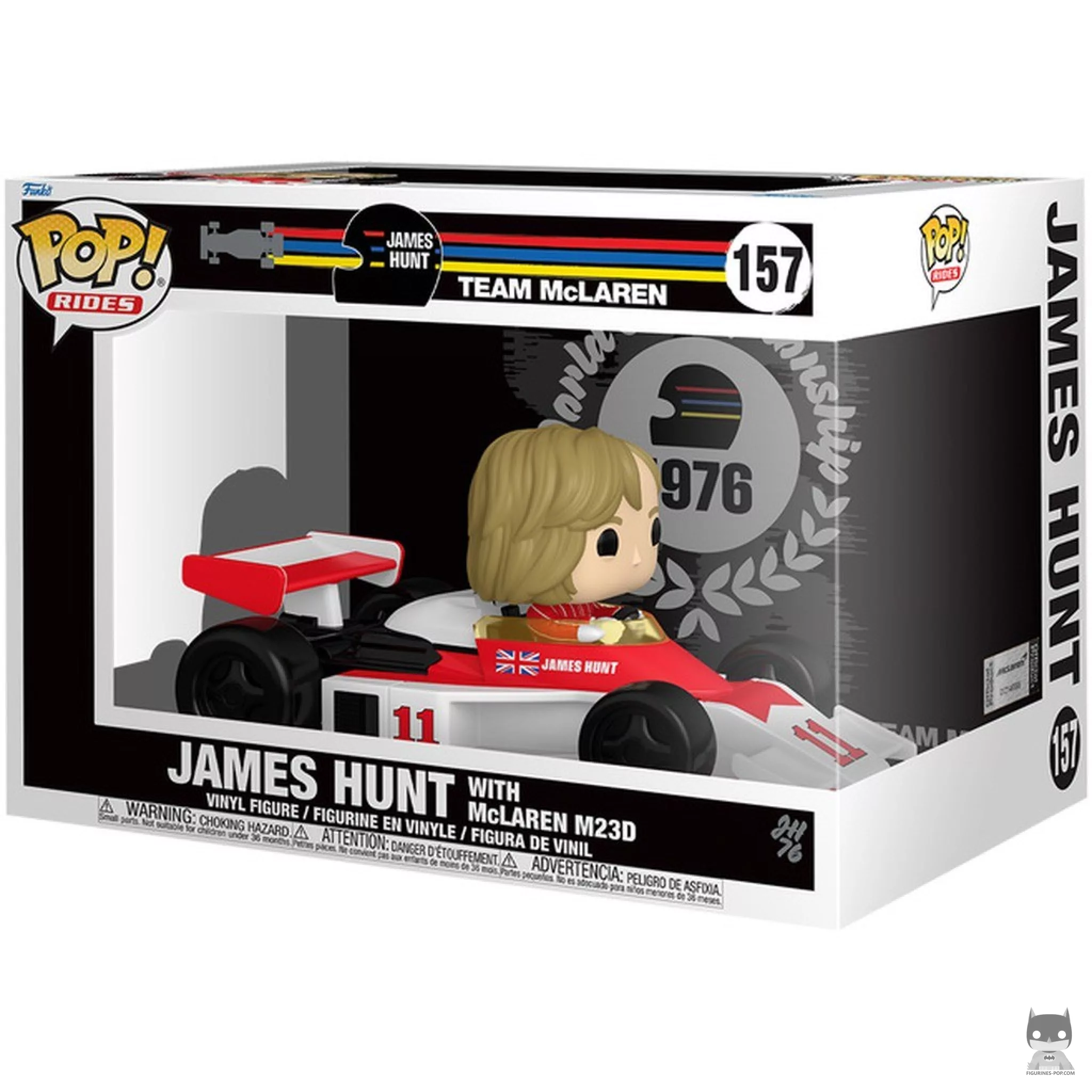 Figura Funko Pop! James Hunt con el McLaren M23D en su caja