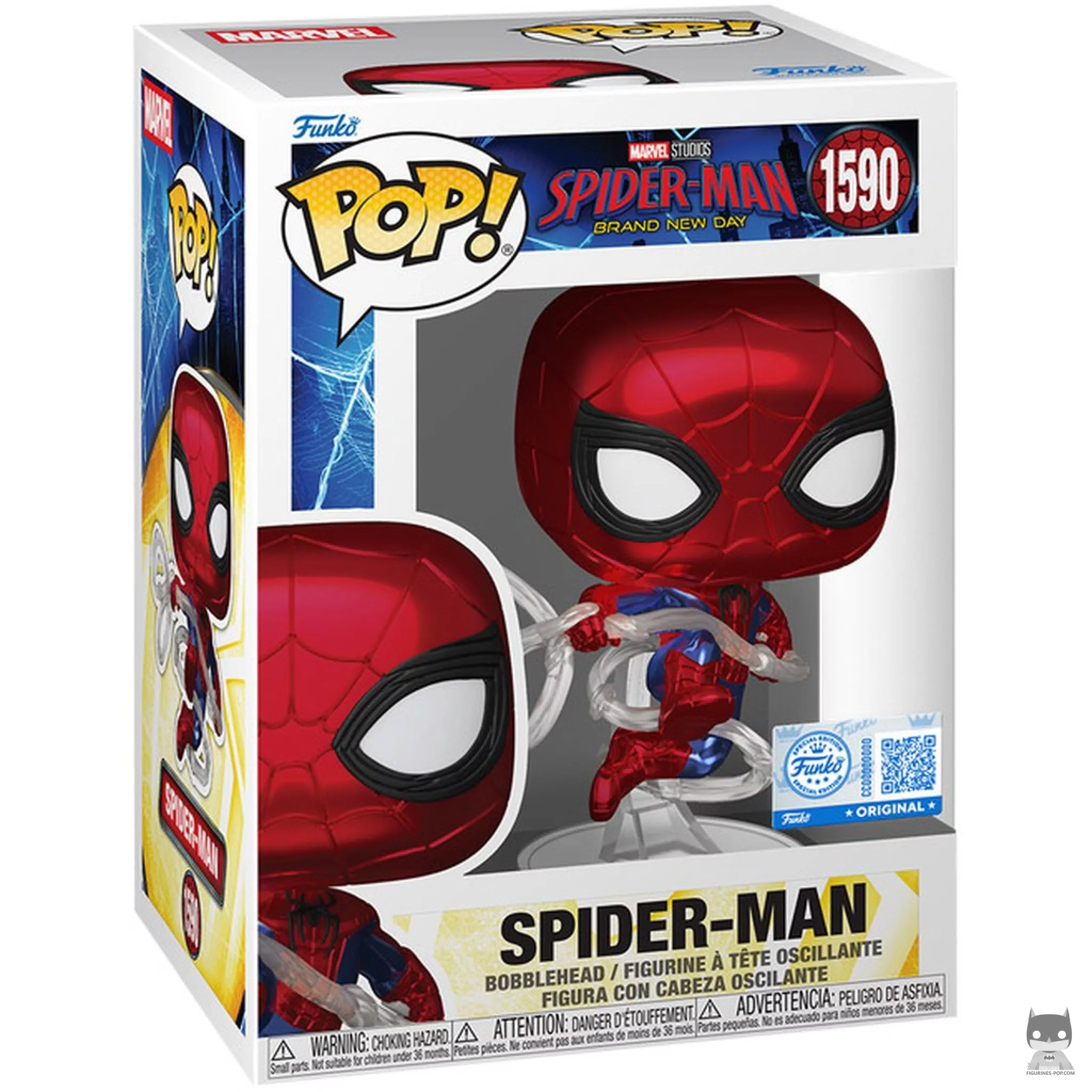 Figura Funko Pop! Spider-Man (Metalizado) en su caja