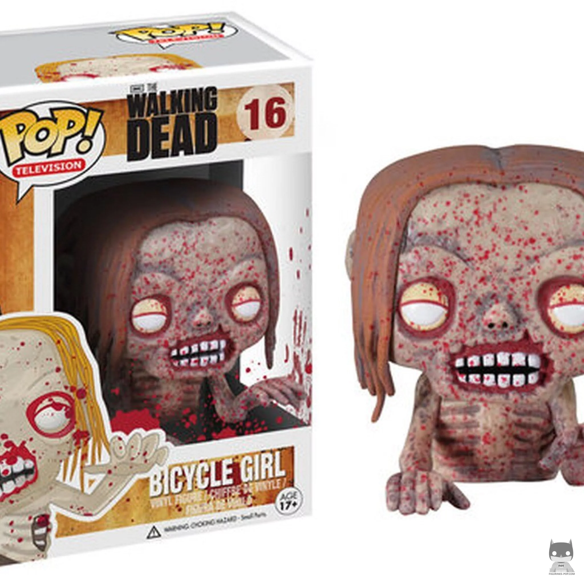Figura Funko Pop! Caminante chica de la bicicleta (Ensangrentado) en su caja