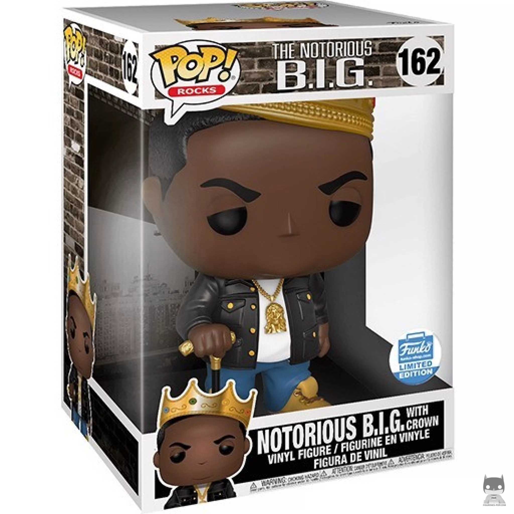 Figura Funko Pop! Notorious B.I.G. con corona (Supersized) en su caja