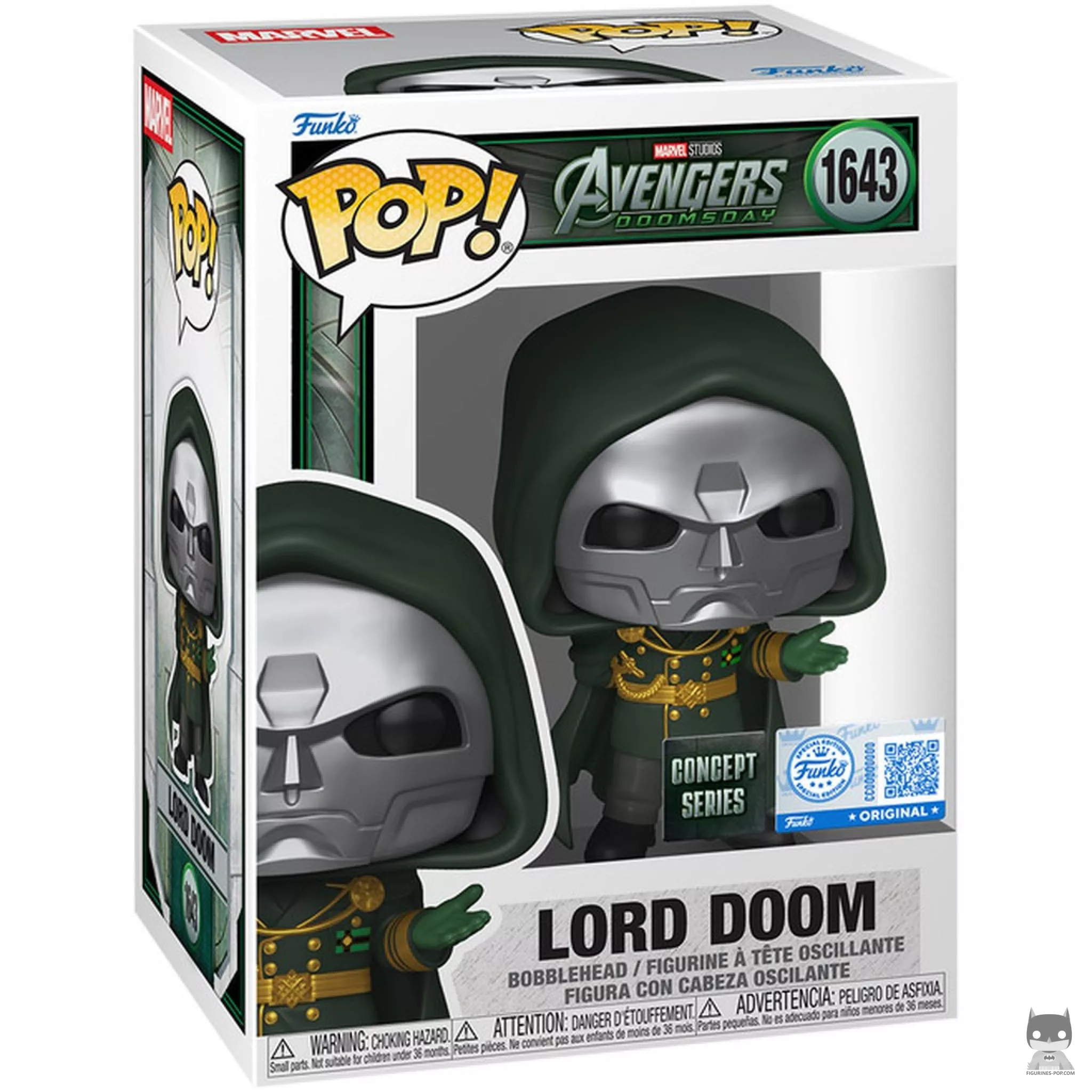 Figura Funko Pop! Lord Doom en su caja