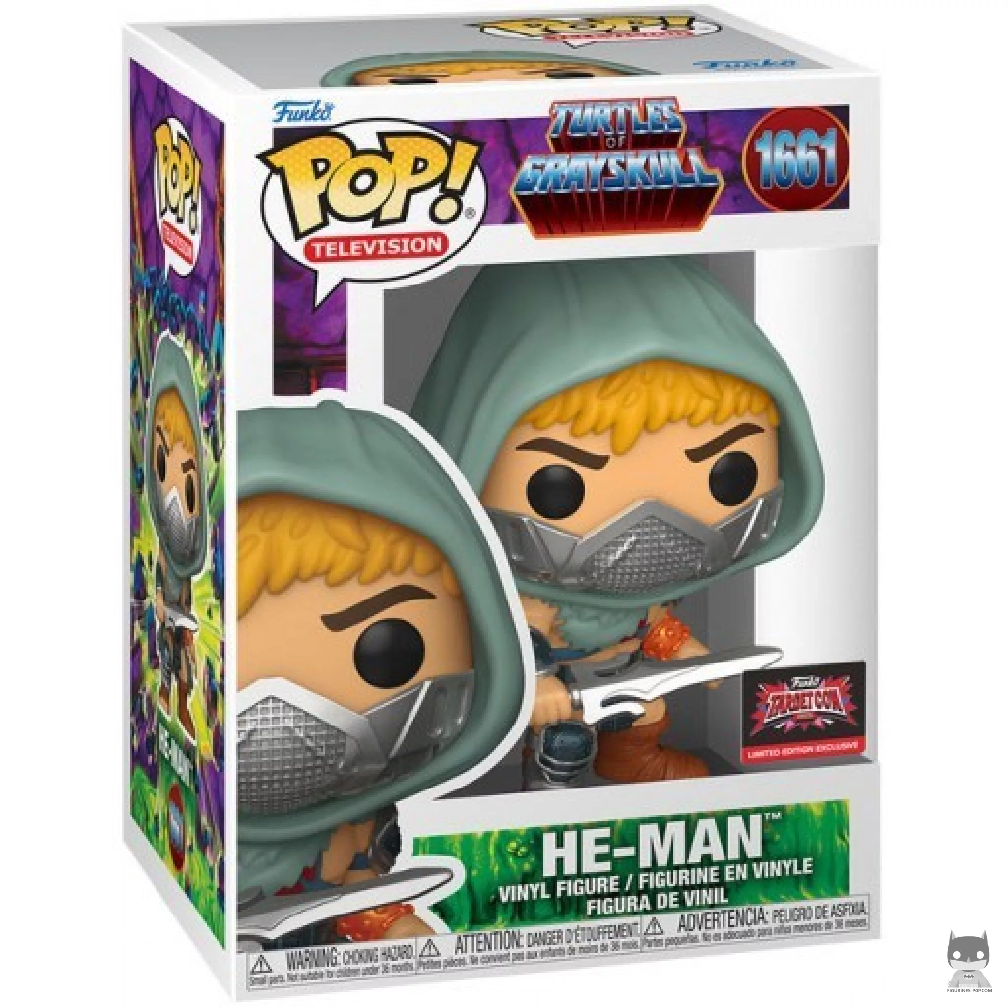 Figura Funko Pop! He-Man (Tortugas Ninja) en su caja