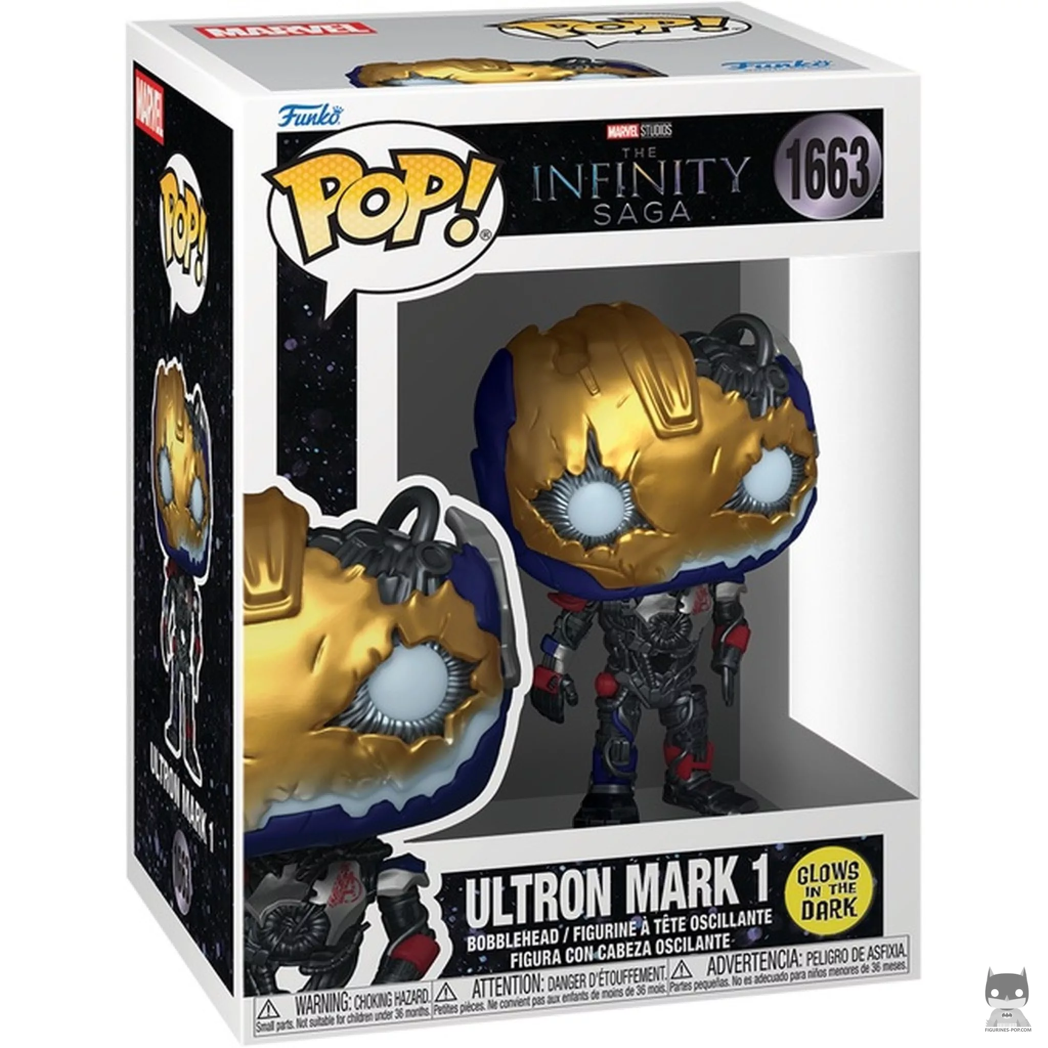 Figura Funko Pop! Ultron Mark 1 (Brilla en la oscuridad) en su caja