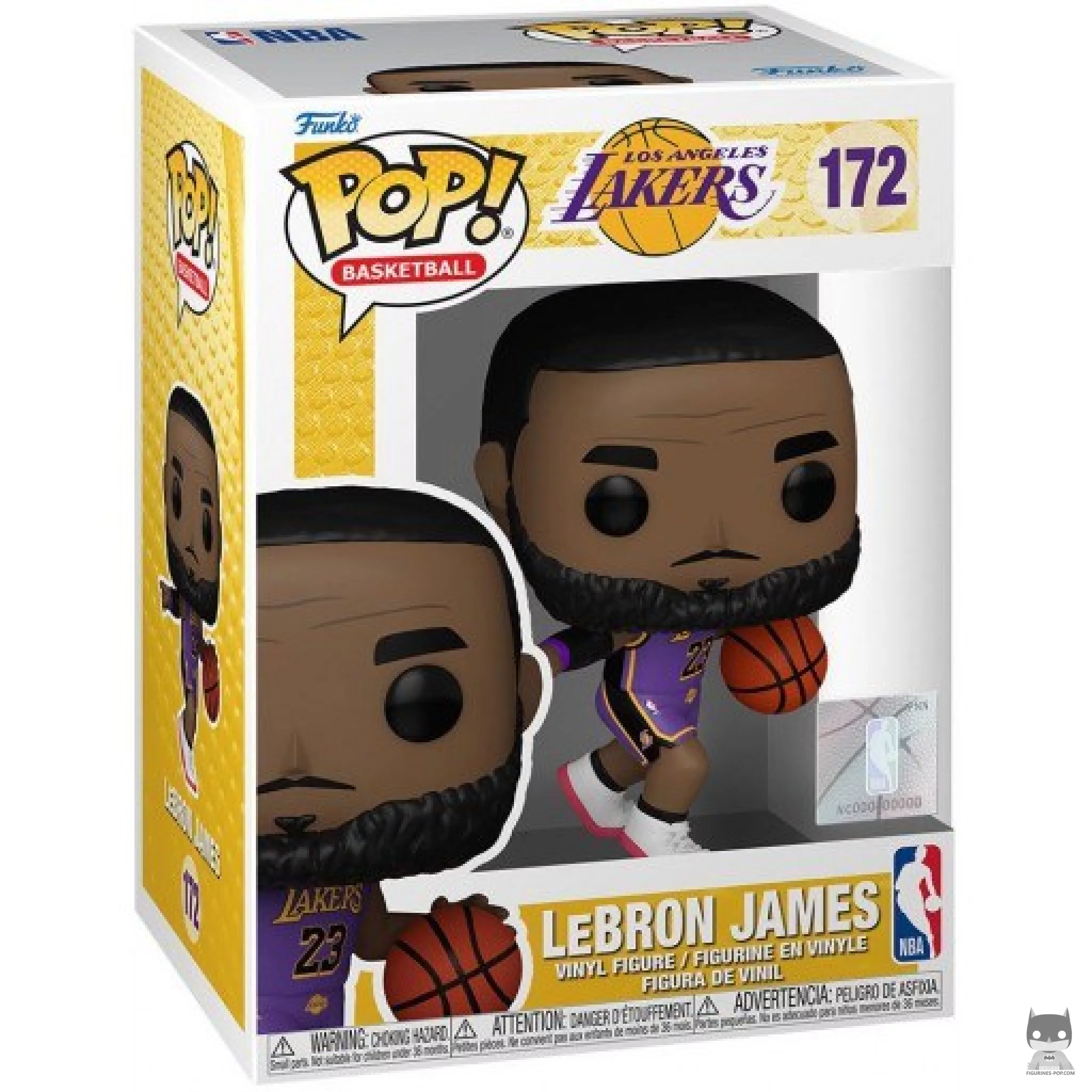 Figura Funko Pop! LeBron James (Camiseta morada) en su caja