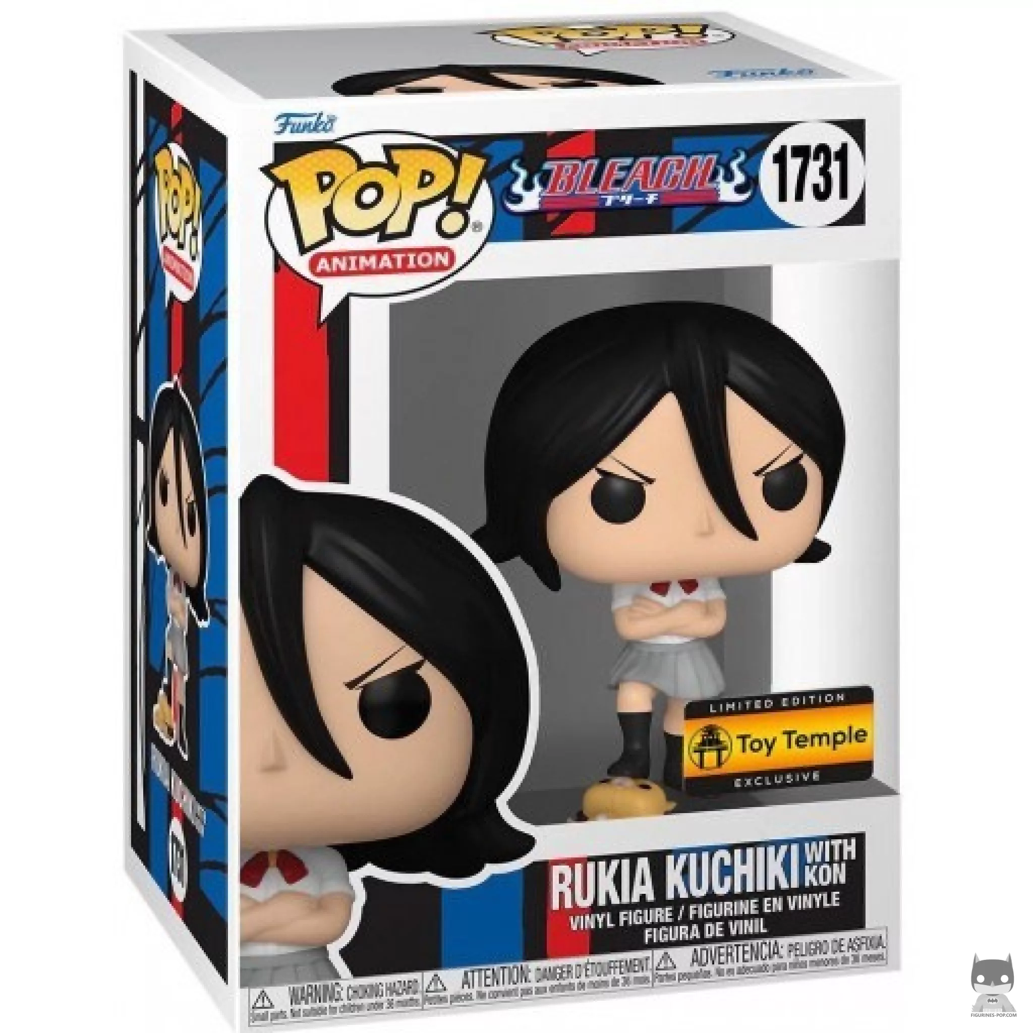 Figura Funko Pop! Rukia Kuchiki de pie sobre Kon en su caja