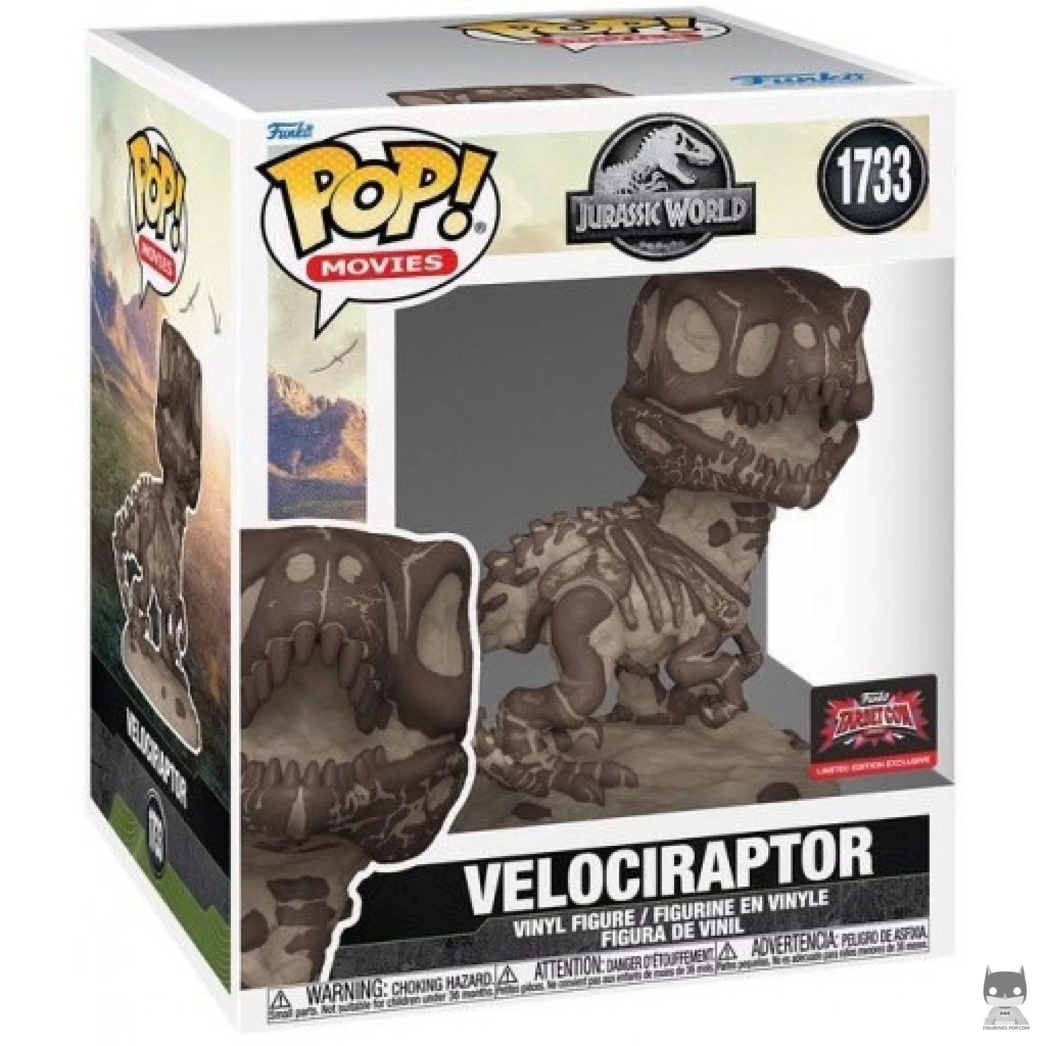 Figura Funko Pop! Velociraptor (Fósil) (Supersized) en su caja