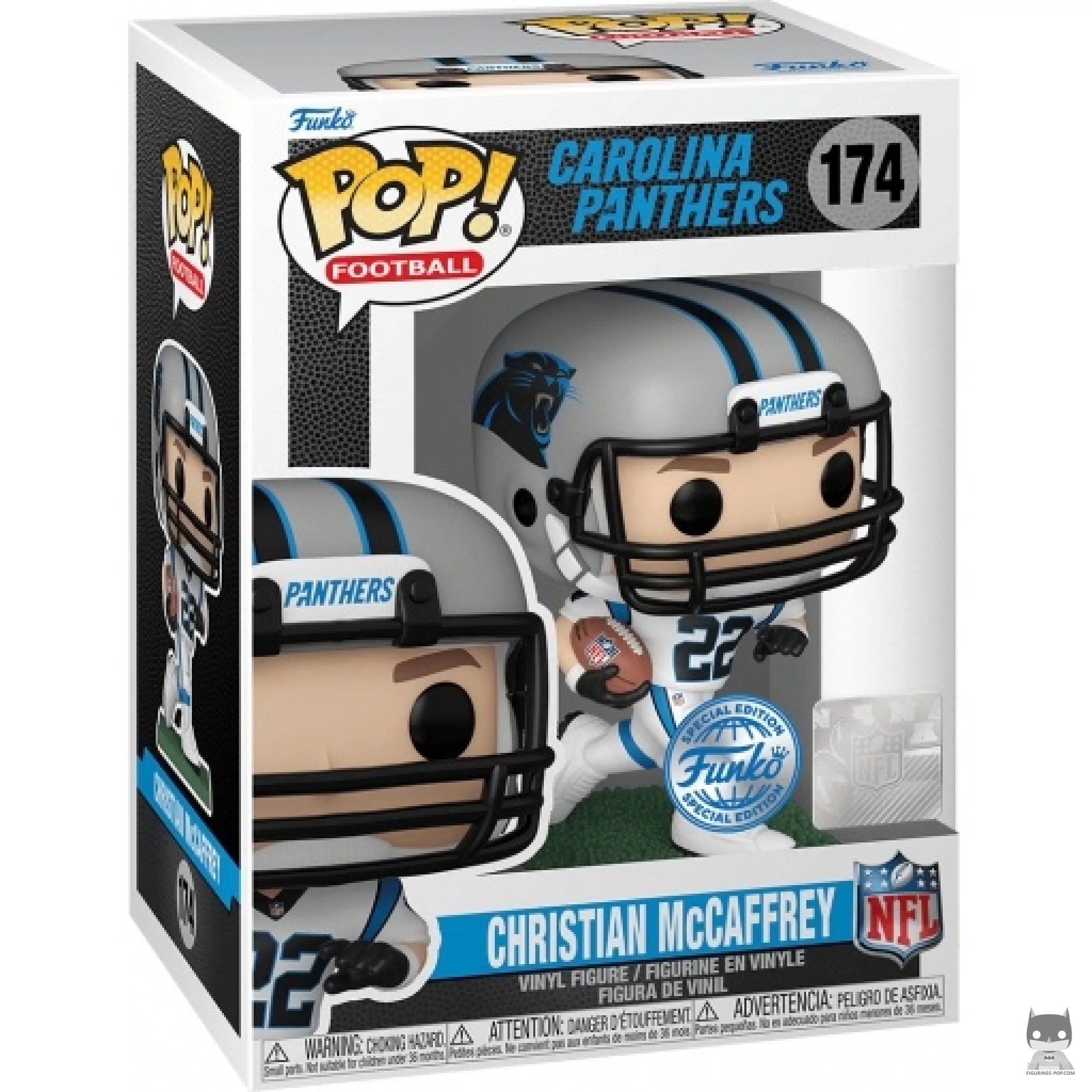 Figura Funko Pop! Christian McCaffrey en su caja