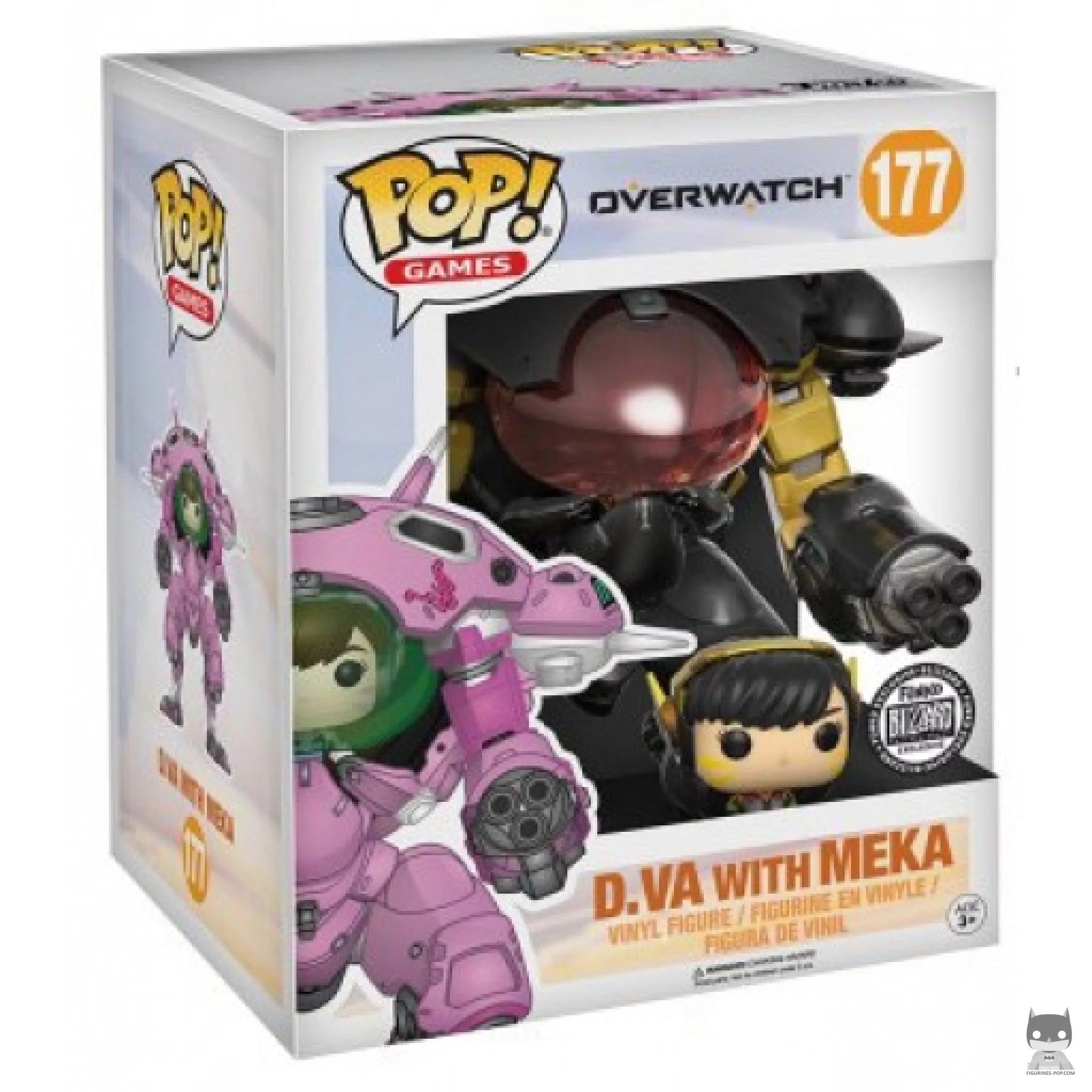 Figura Funko Pop! D.Va con meca (Fibra de carbono) (Supersized) en su caja