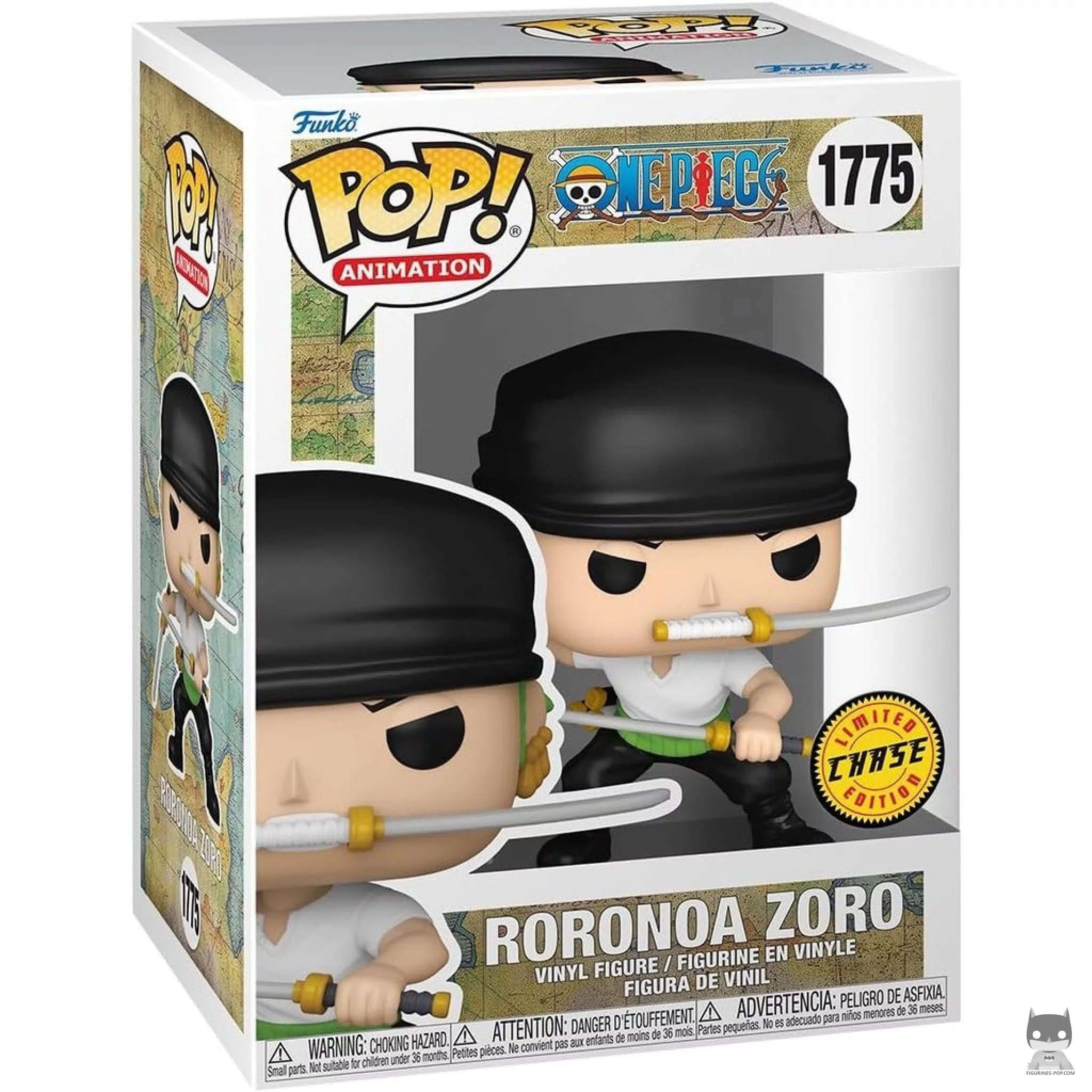 Figura Funko Pop! Roronoa Zoro (Estilo de dos espadas) (Chase) en su caja