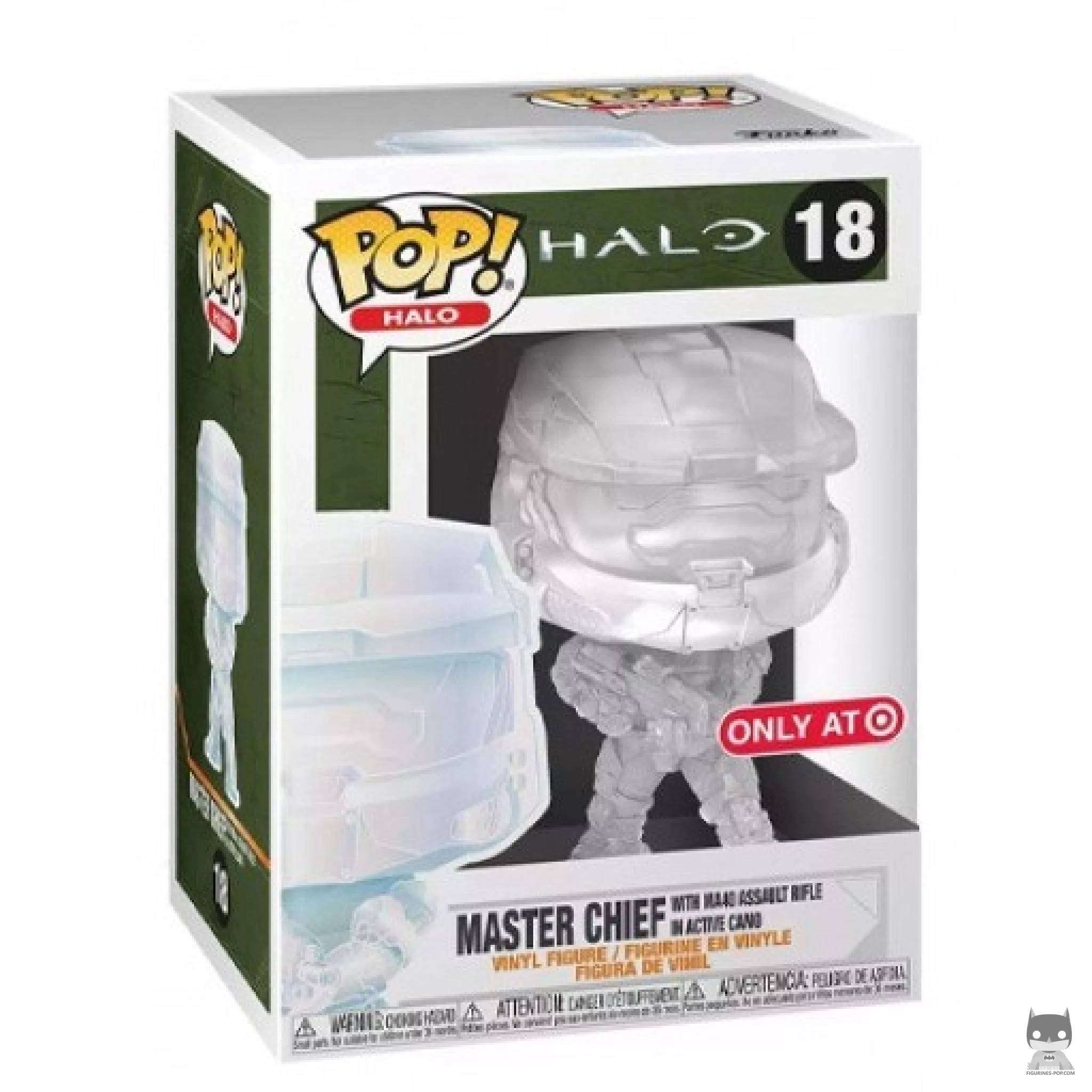 Figura Funko Pop! Jefe Maestro con fusil de asalto MA40 (Camuflaje activo) en su caja