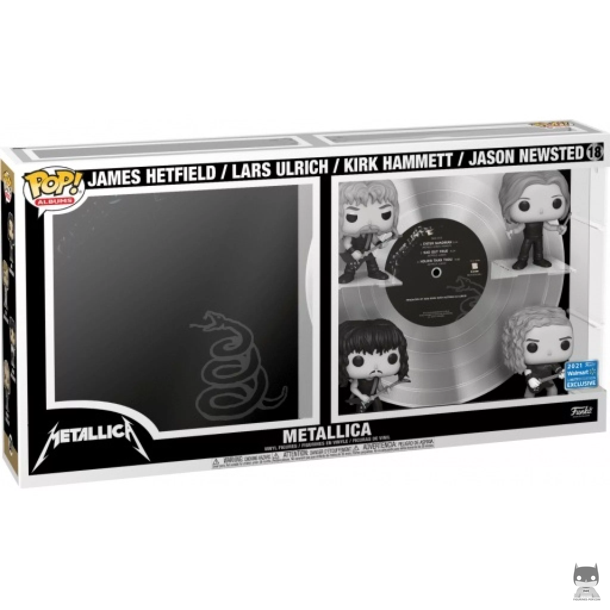 Figura Funko Pop! Metallica: Black Album (James Hetfield, Lars Ulrich, Kirk Hammett & Jason Newsted) en su caja