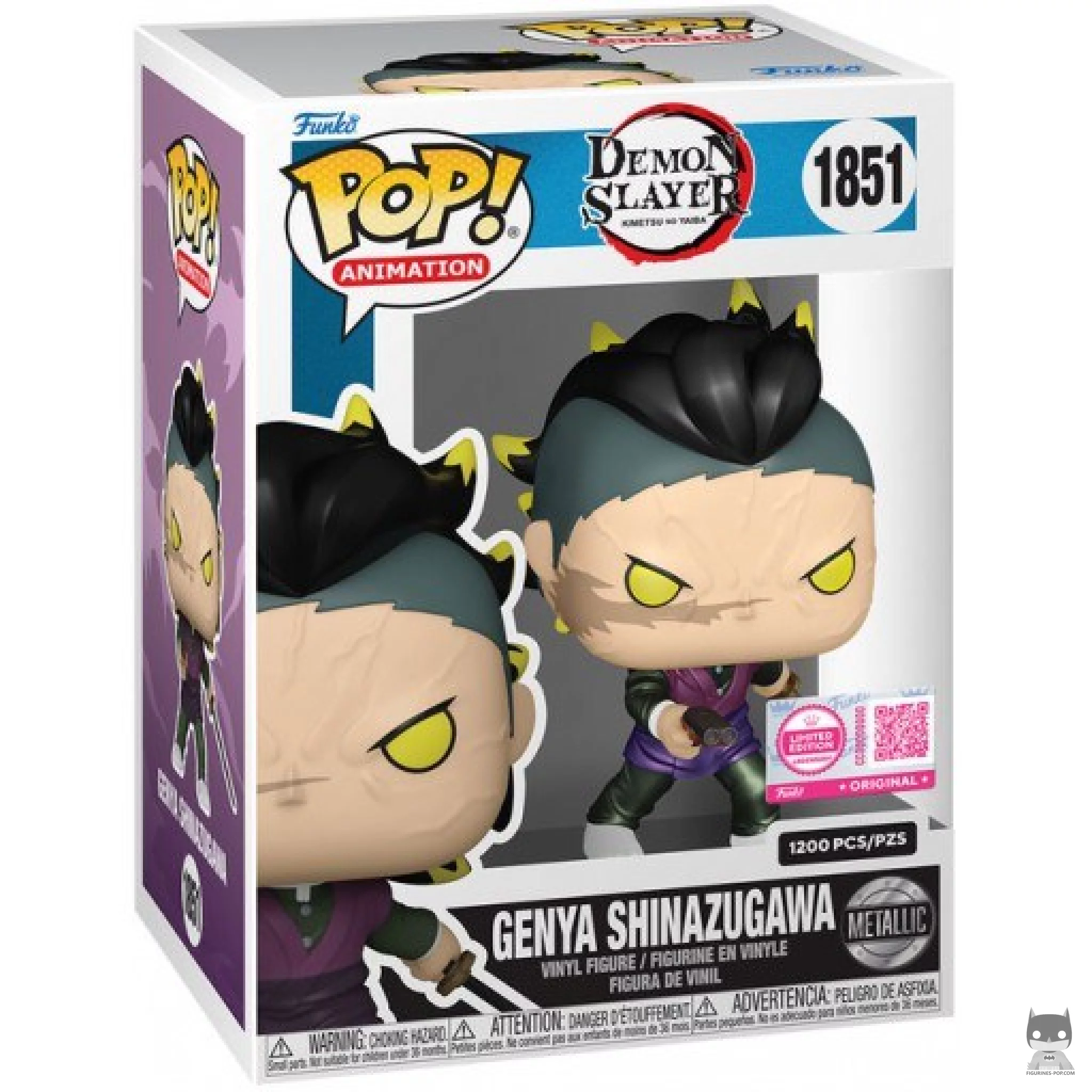 Figura Funko Pop! Genya Shinazugawa (Forma demoníaca) (Metalizado) en su caja