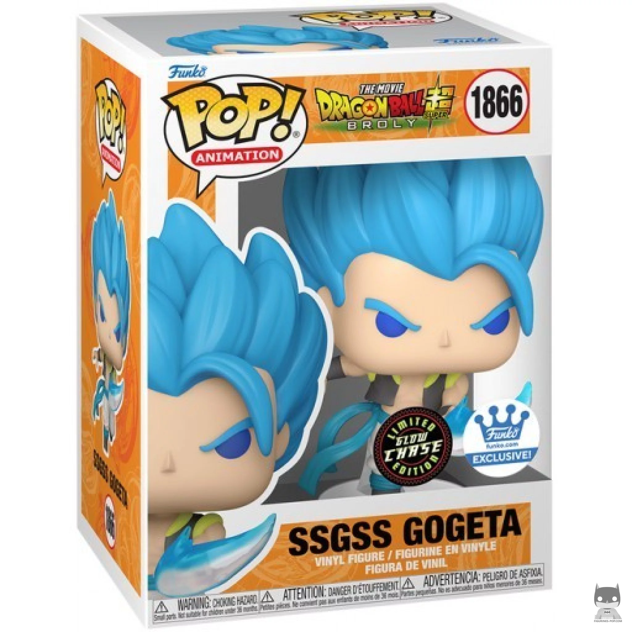 Figura Funko Pop! Gogeta Super Saiyan Blue (Chase & Brilla en la oscuridad) en su caja